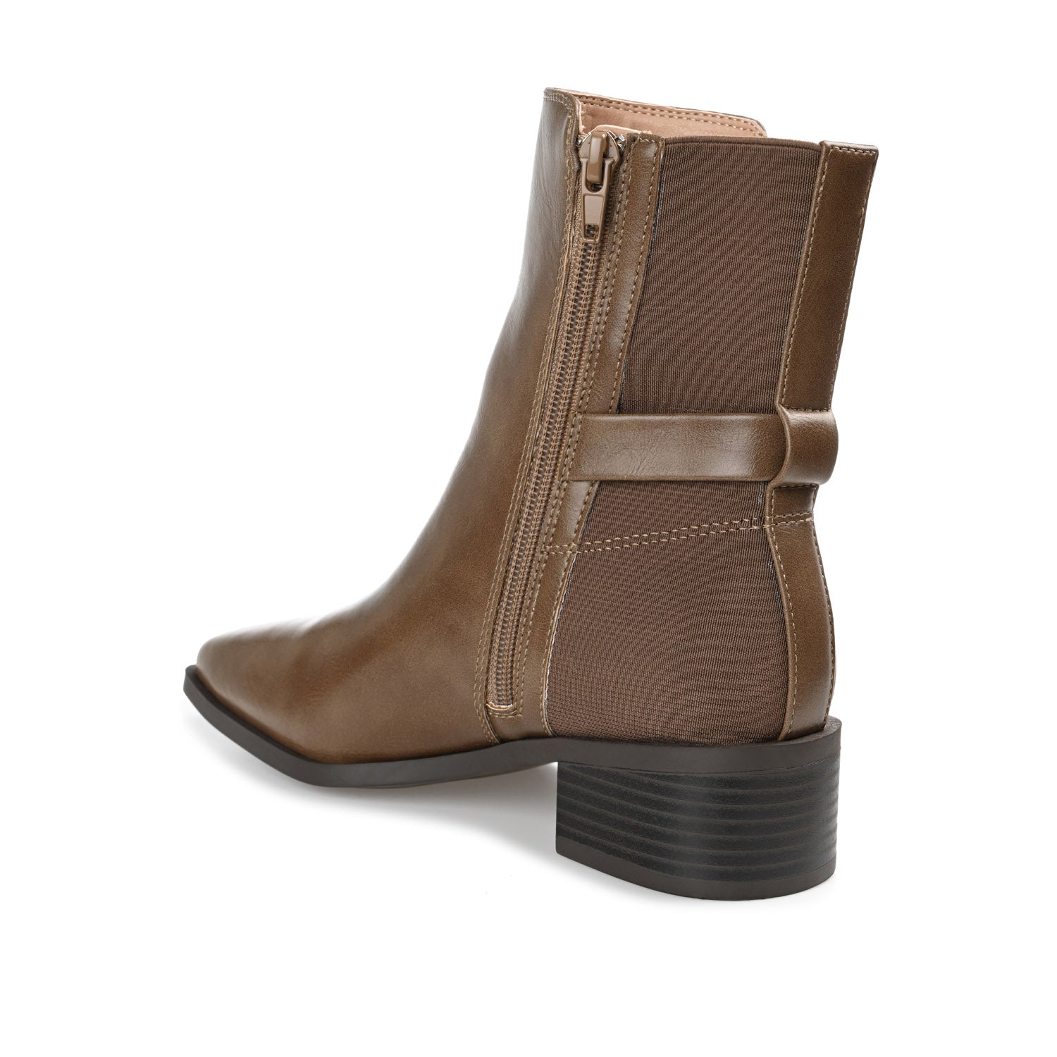 AUBRIE SQUARE TOE BOOTIES IN VEGAN LEATHER - Taupe