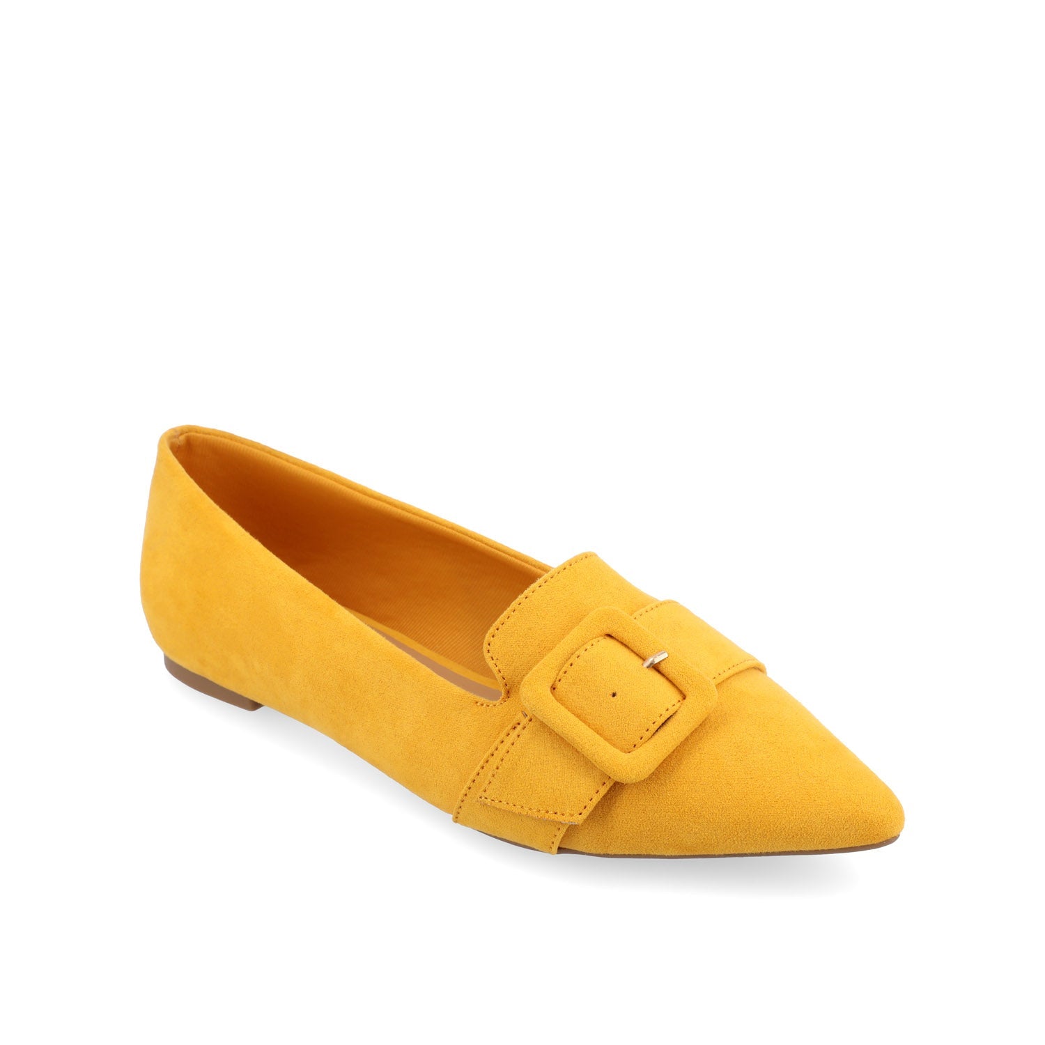 AUDREY LOAFER FLATS IN FAUX SUEDE - Mustard