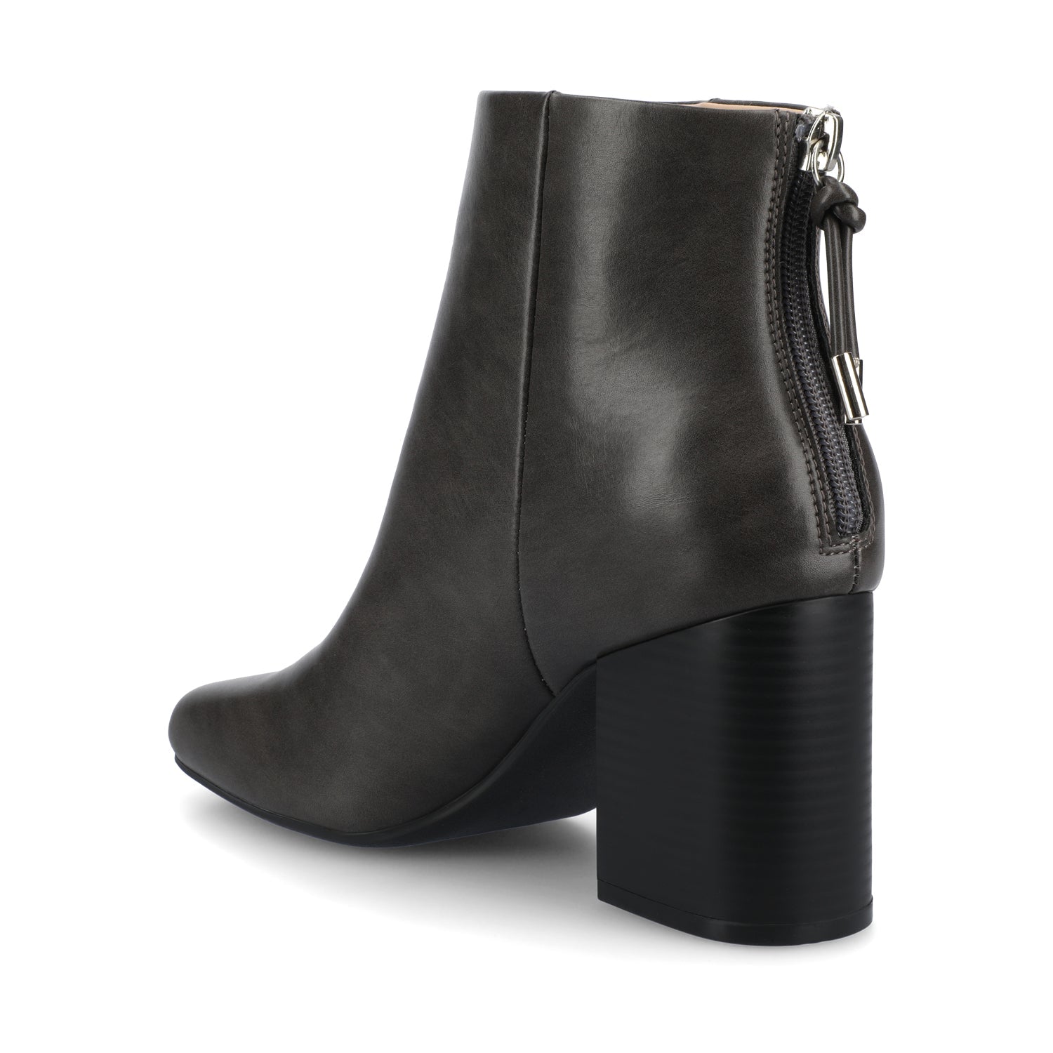 AUDRINA BLOCK HEELED BOOTIES IN VEGAN LEATHER - Charcoal PU