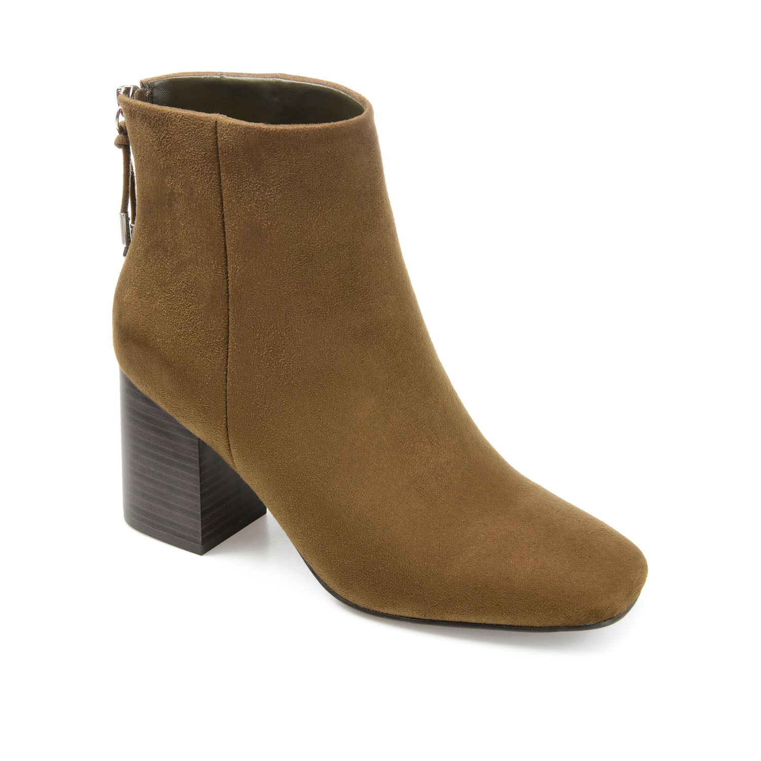 AUDRINA BLOCK HEELED BOOTIES IN VEGAN LEATHER - Olive