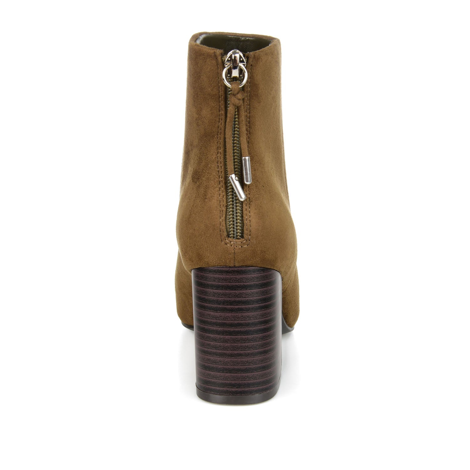 AUDRINA BLOCK HEELED BOOTIES IN VEGAN LEATHER - Olive