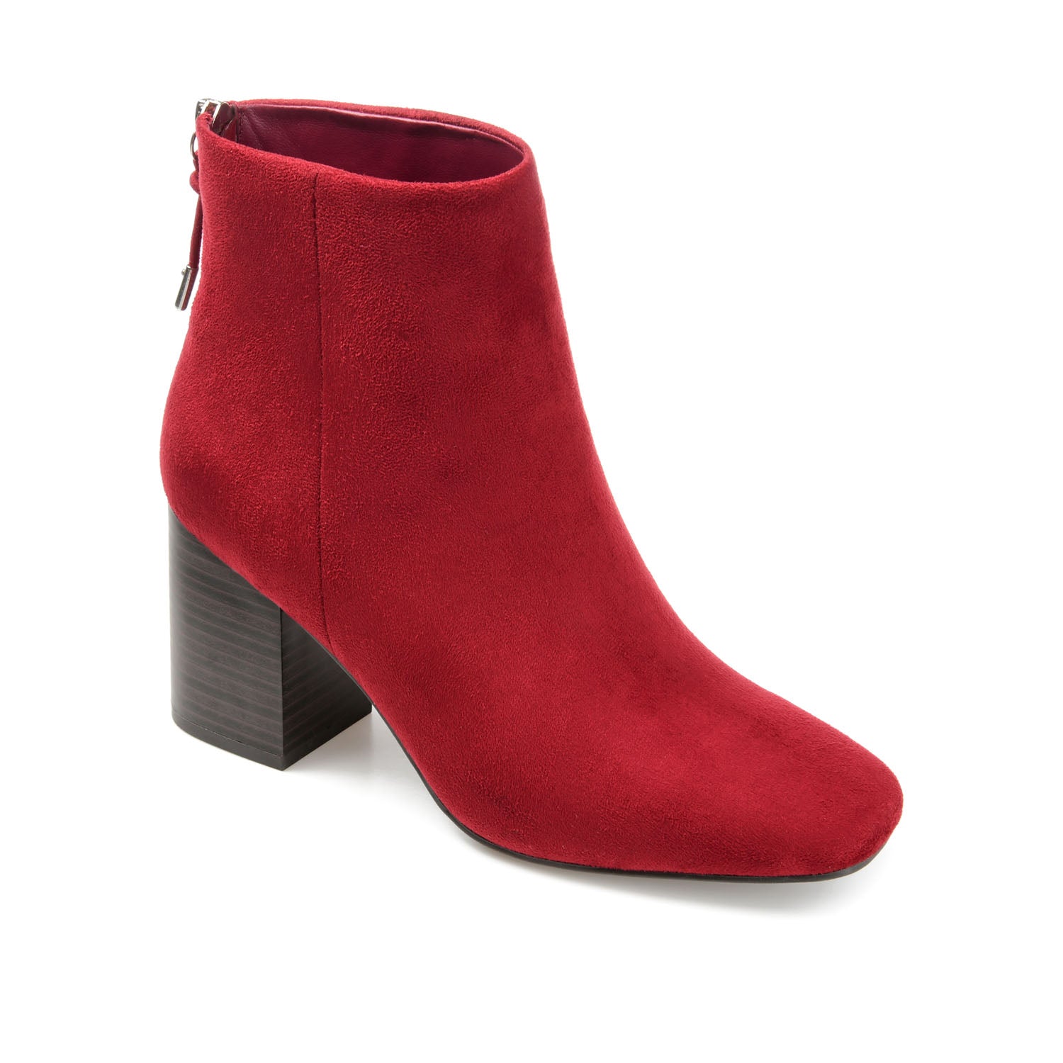 AUDRINA BLOCK HEELED BOOTIES IN VEGAN LEATHER - Red