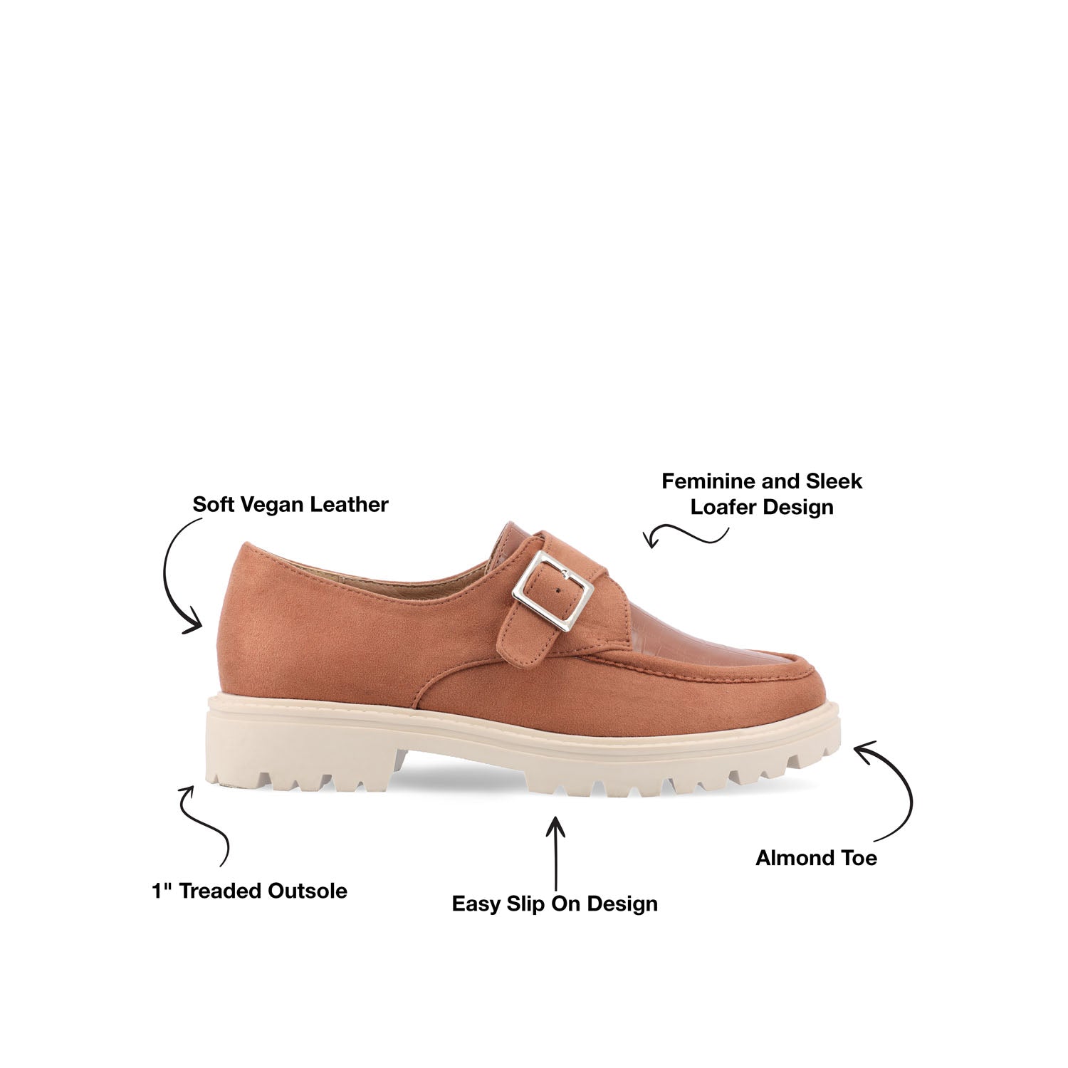 AZULA OXFORD FLATS IN VEGAN LEATHER - Tan
