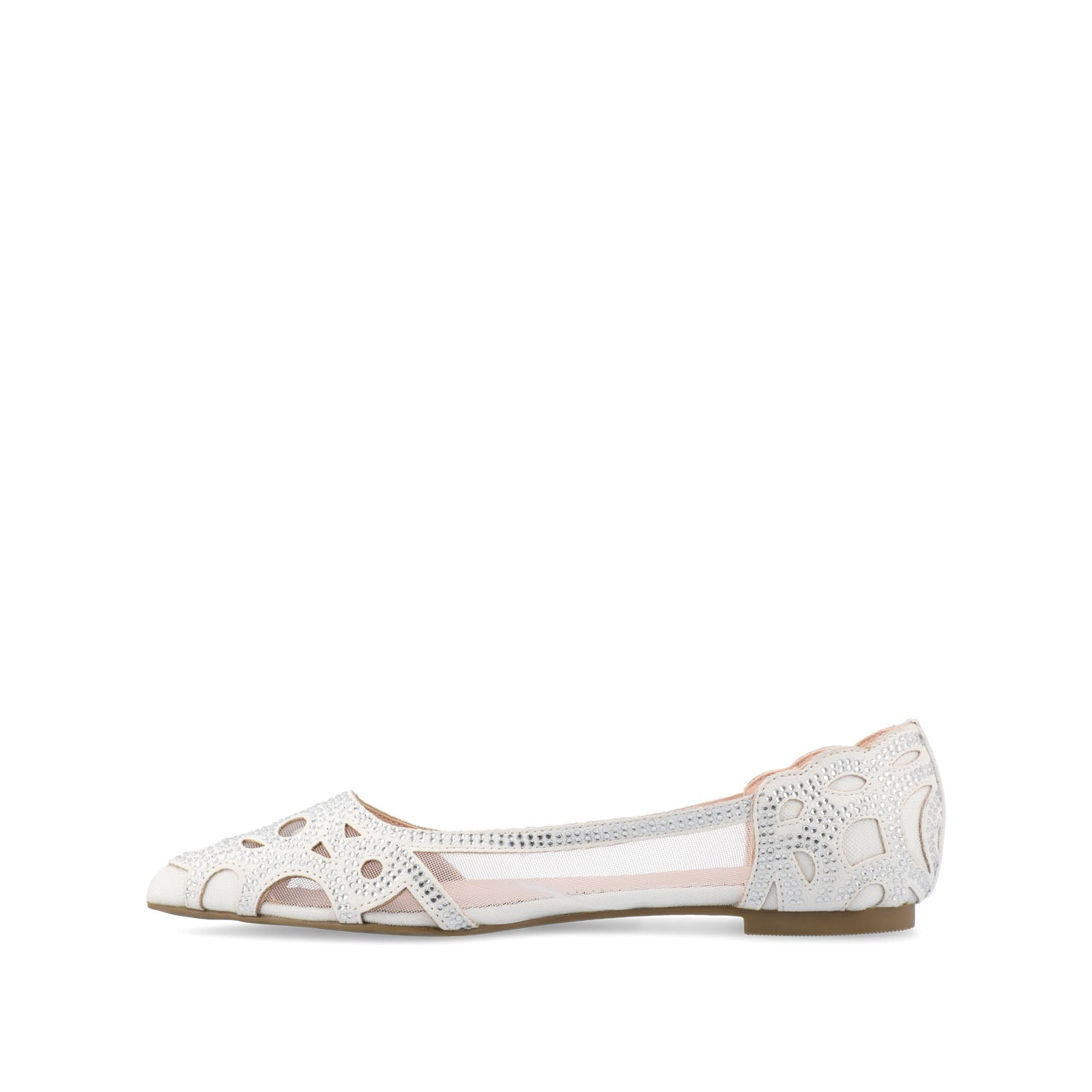 BATAVIA BALLET FLATS IN FAUX SUEDE & MESH - White Mesh