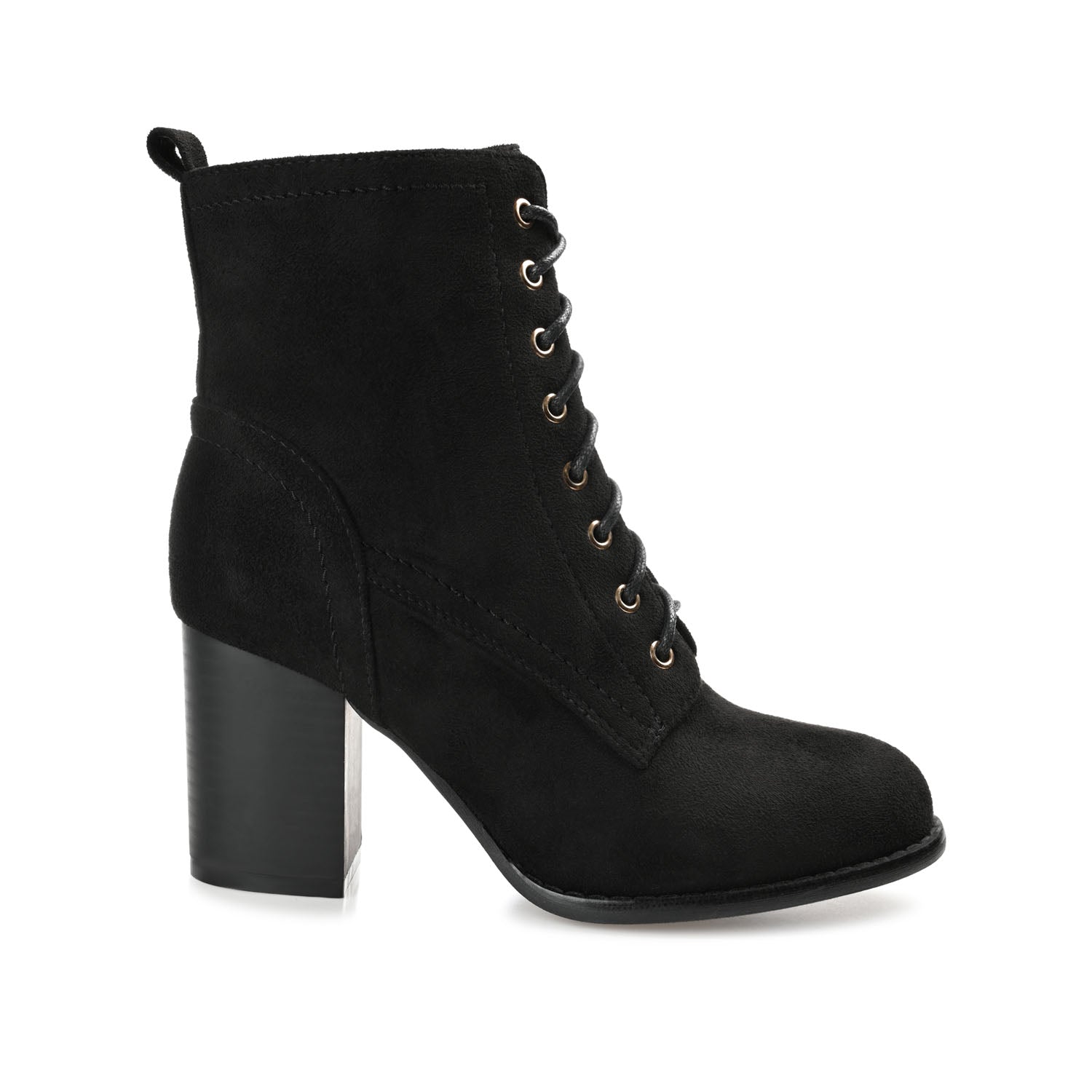 BAYLOR LACE-UP BOOTIES IN WIDE - Black Faux Suede