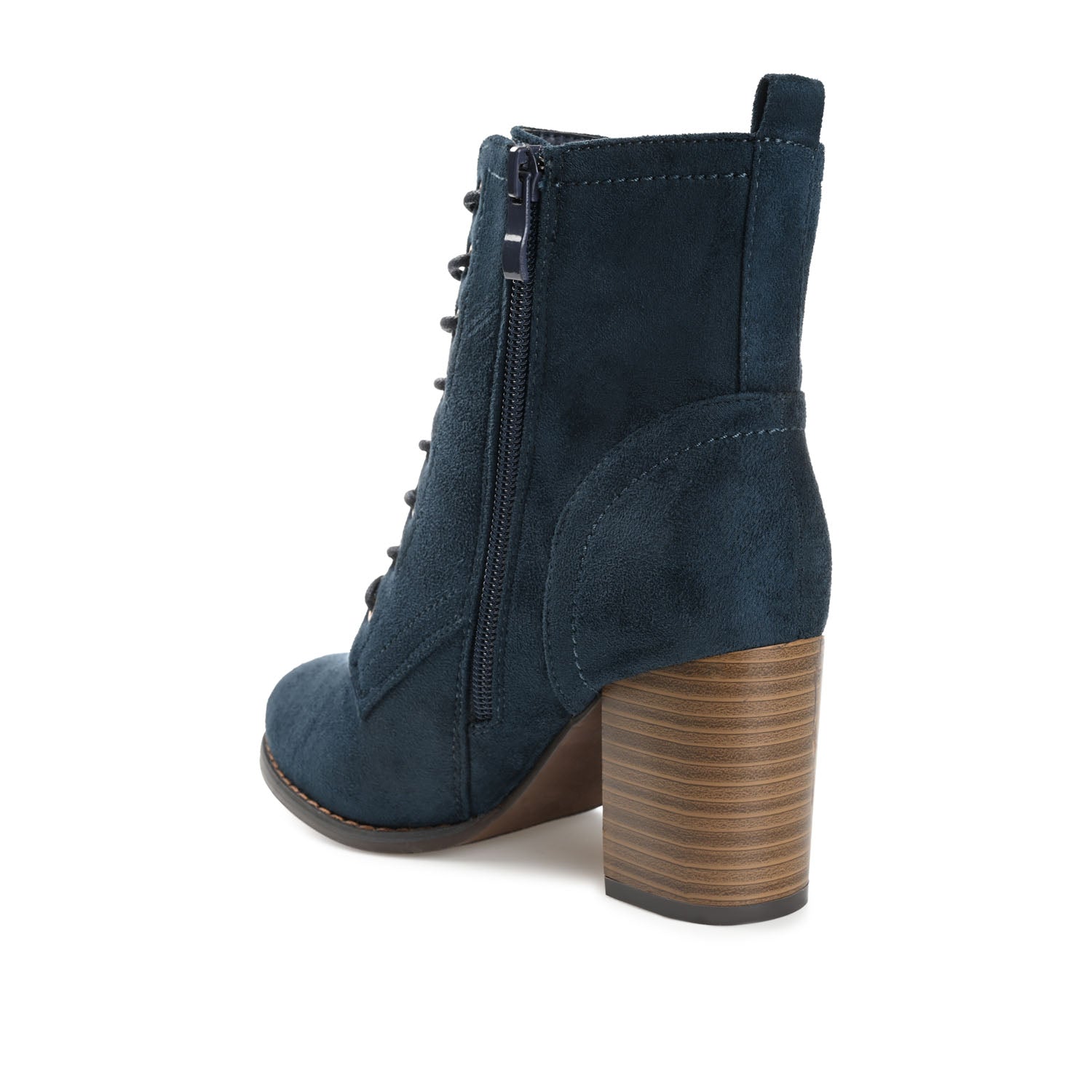 BAYLOR LACE-UP BOOTIES IN FAUX SUEDE - Navy Faux Suede
