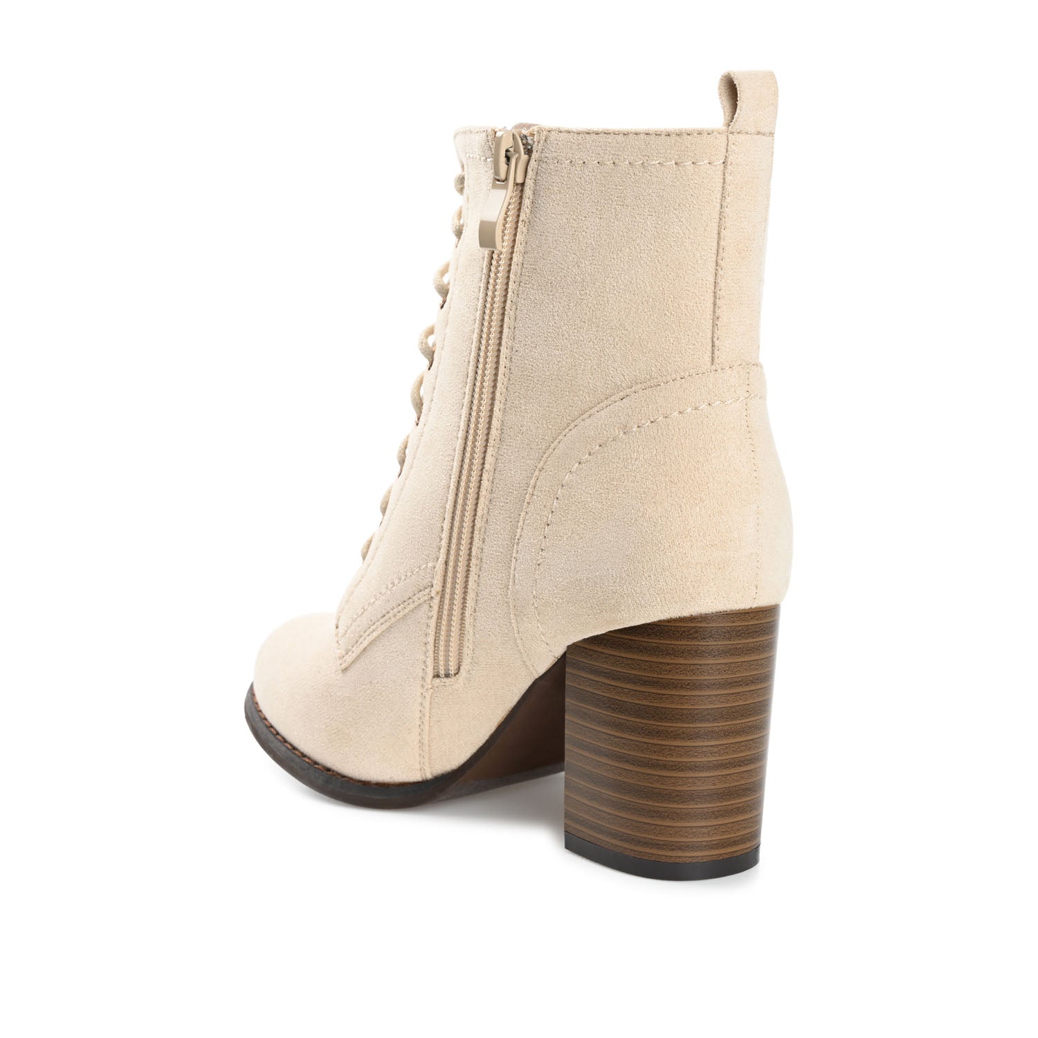 BAYLOR LACE-UP BOOTIES IN WIDE - Bone Faux Suede