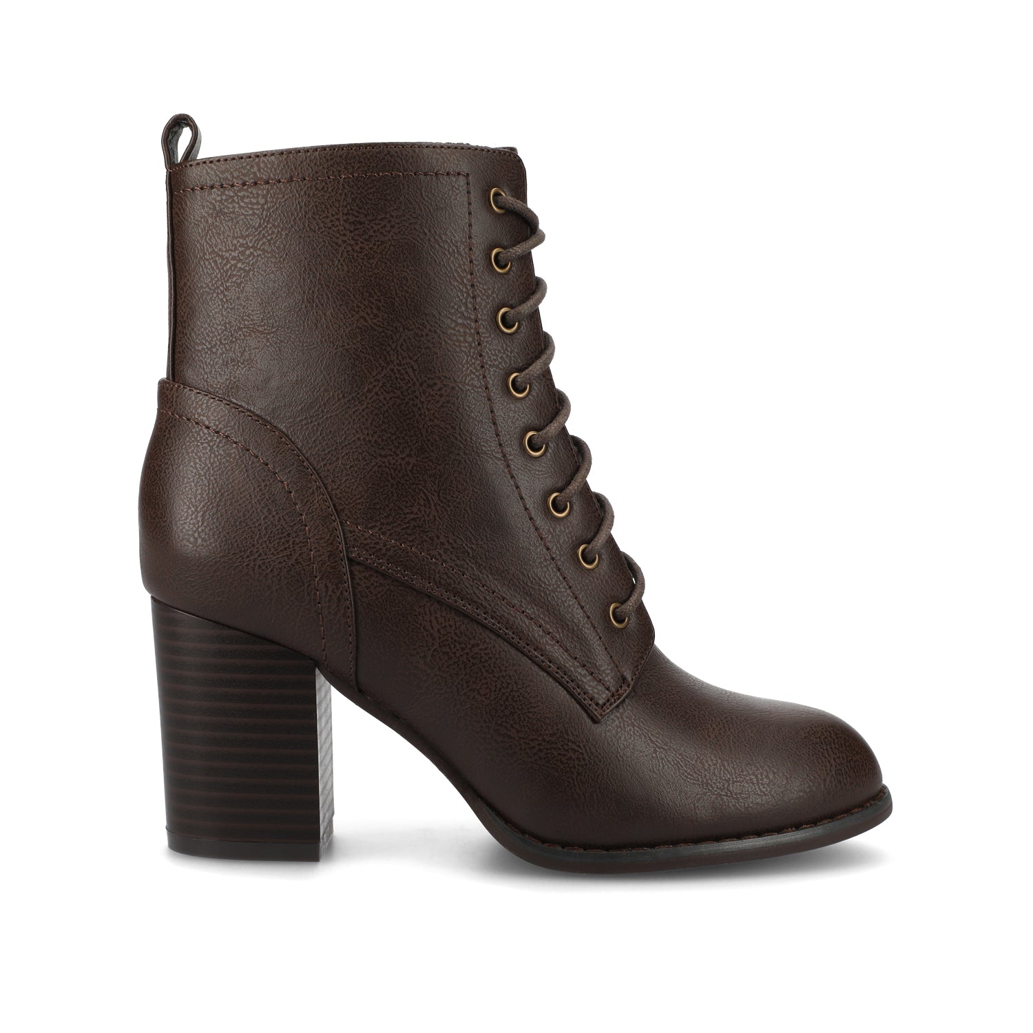 BAYLOR VEGAN LEATHER LACE-UP BOOTIES - Brown PU