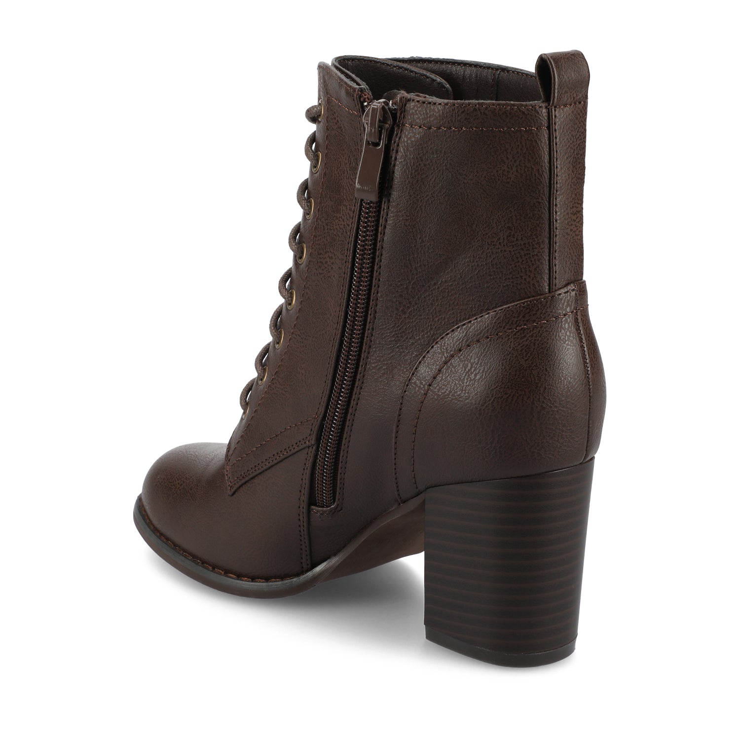 BAYLOR VEGAN LEATHER LACE-UP BOOTIES - Brown PU