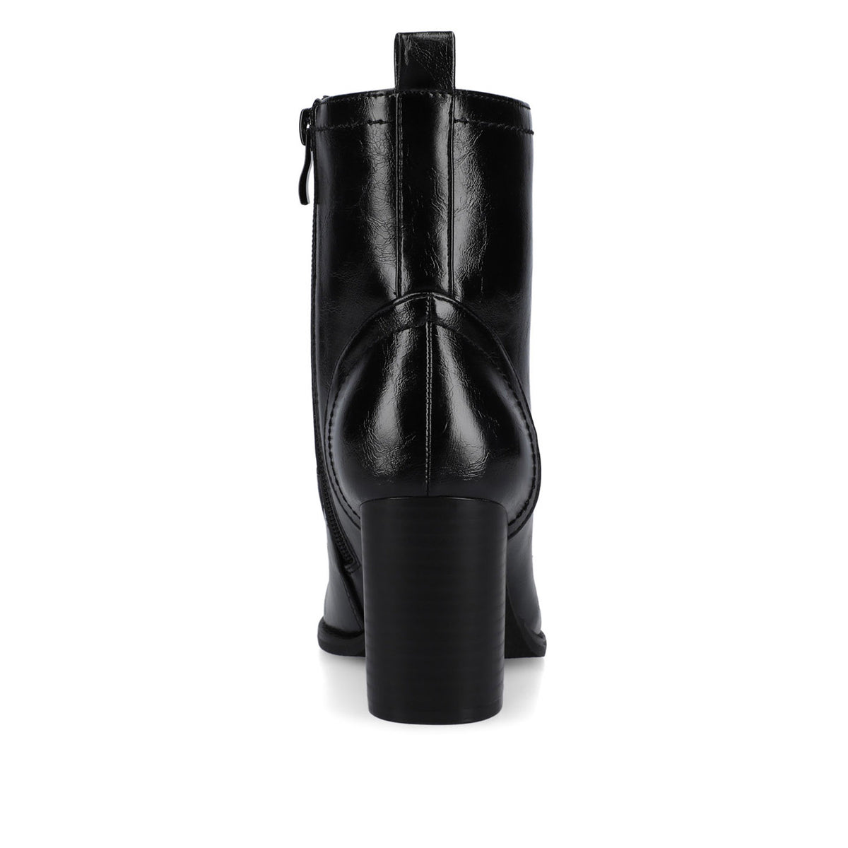 BAYLOR VEGAN LEATHER LACE-UP BOOTIES IN WIDE - Black Crinkle