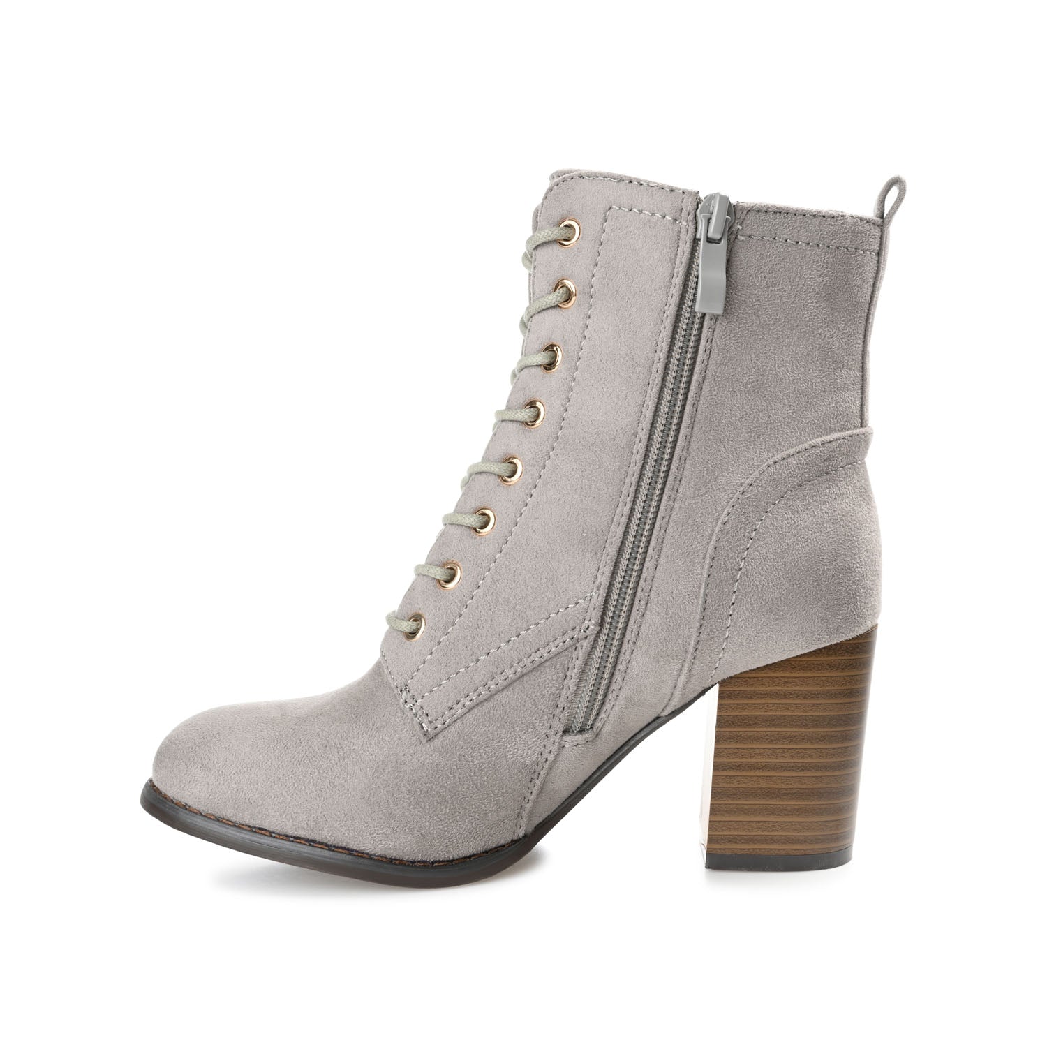 BAYLOR LACE-UP BOOTIES IN WIDE - Grey Faux Suede