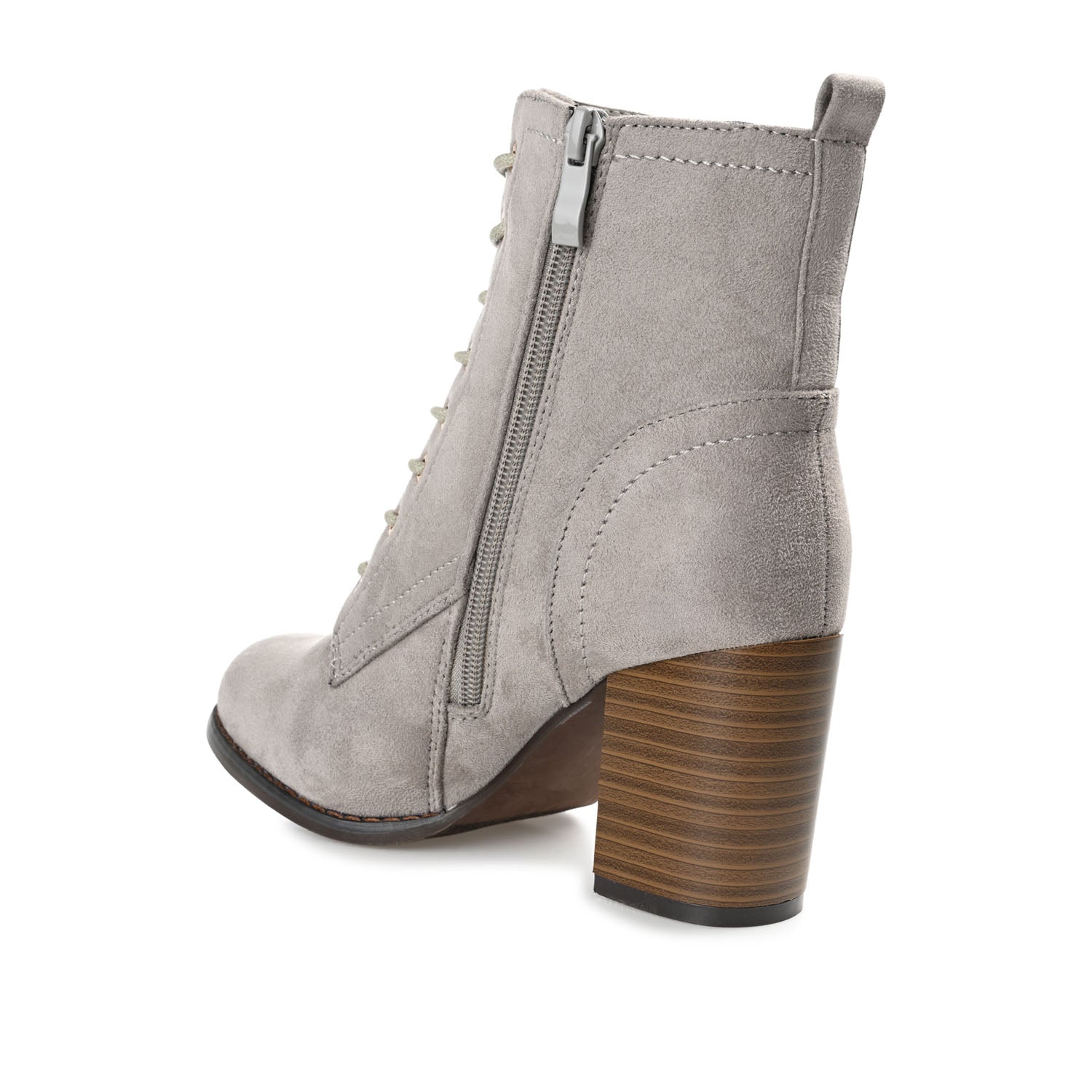 BAYLOR LACE-UP BOOTIES IN FAUX SUEDE - Grey Faux Suede