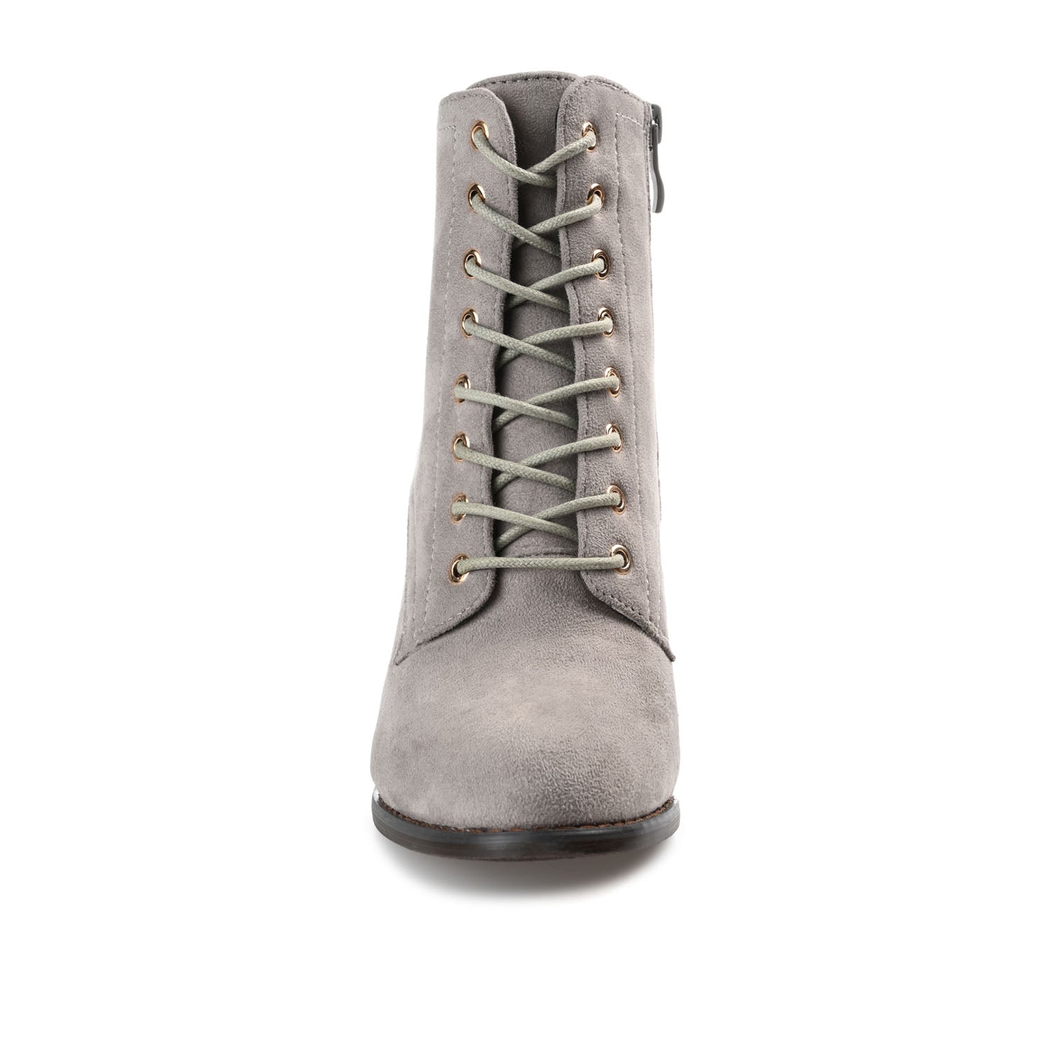 BAYLOR LACE-UP BOOTIES IN WIDE - Grey Faux Suede