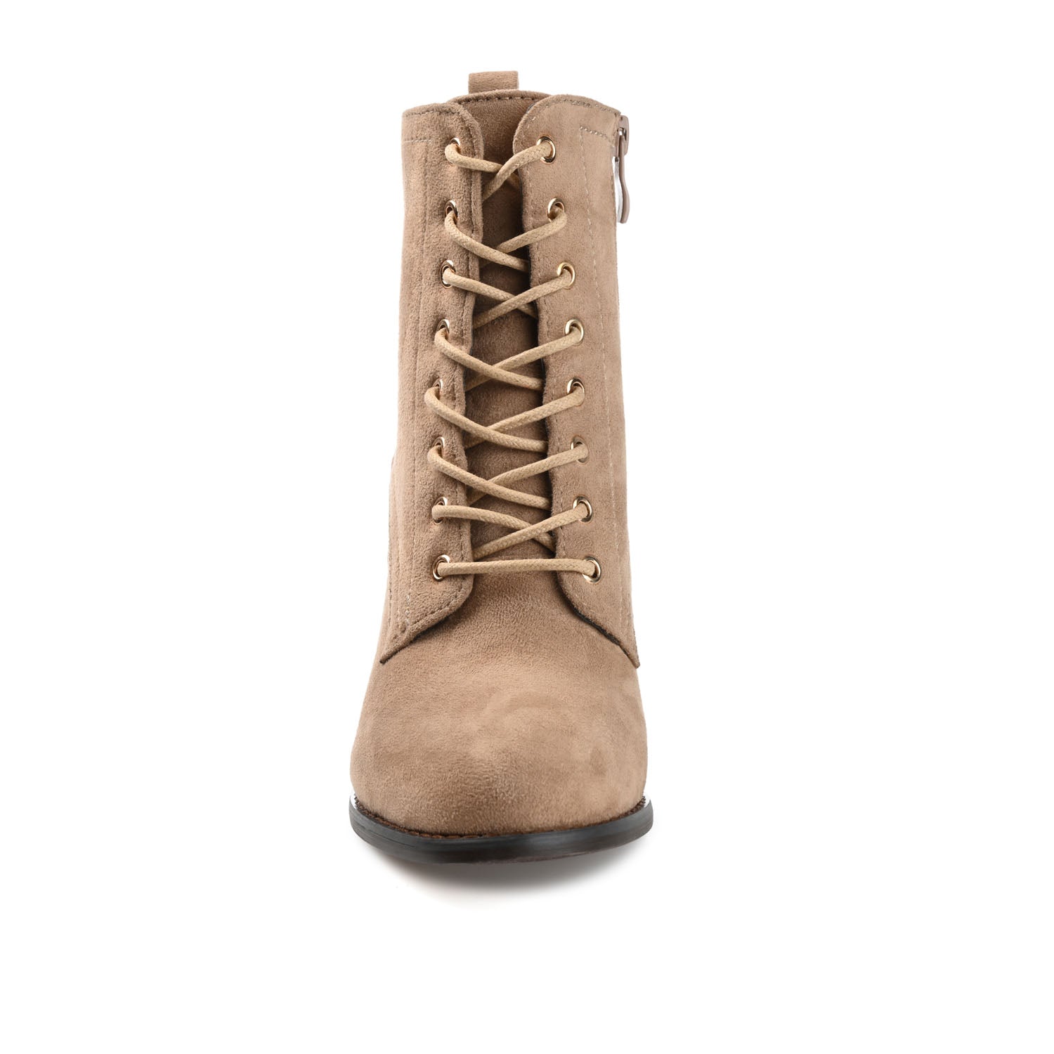BAYLOR LACE-UP BOOTIES IN WIDE - Taupe Suede