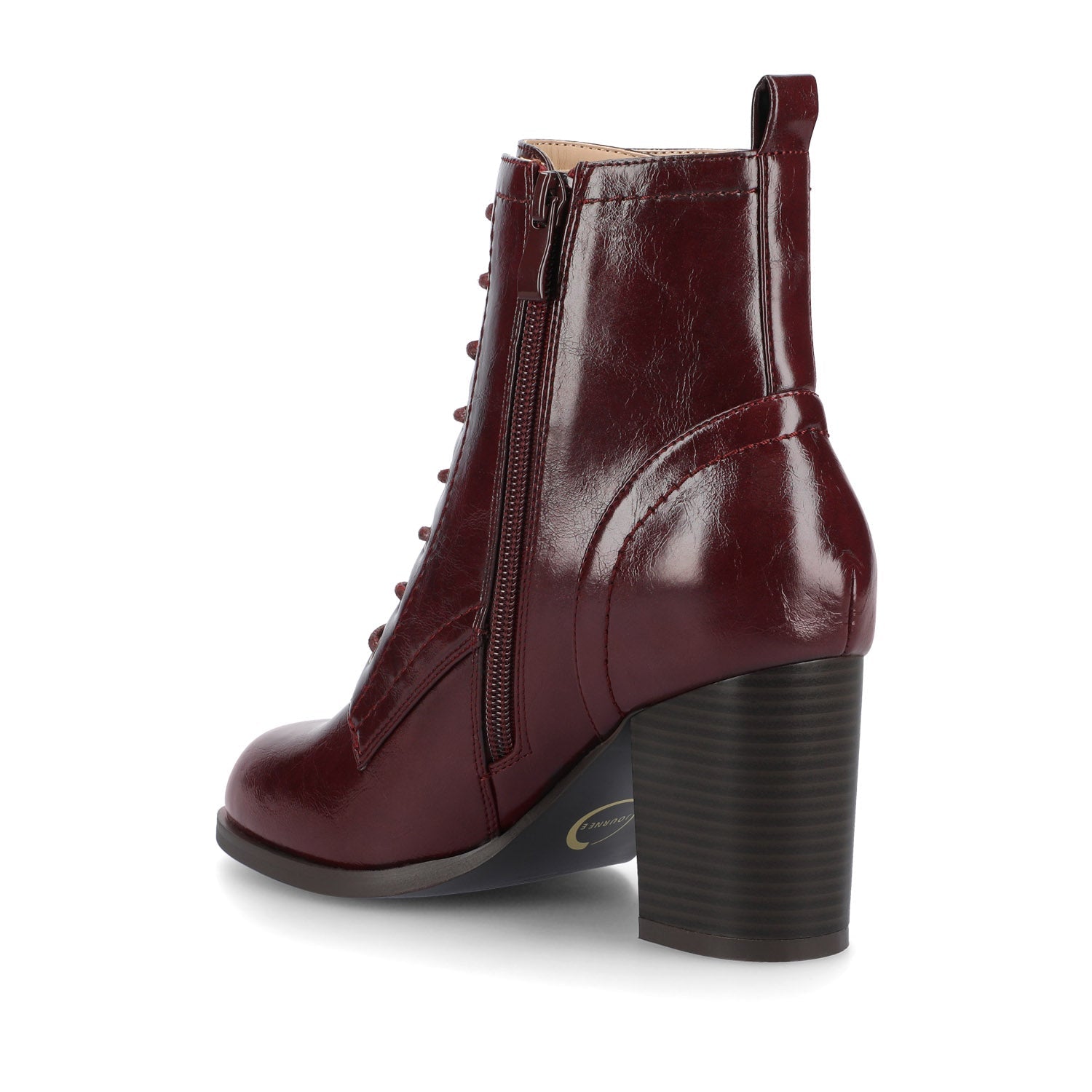 BAYLOR VEGAN LEATHER LACE-UP BOOTIES IN WIDE - Oxblood Patent