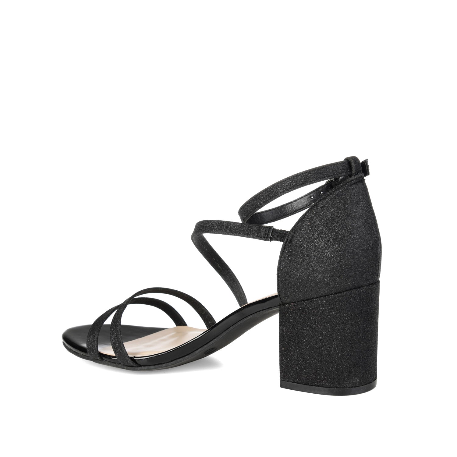 BELLA STRAPPY HEELS IN GLITTER - Black Glitter