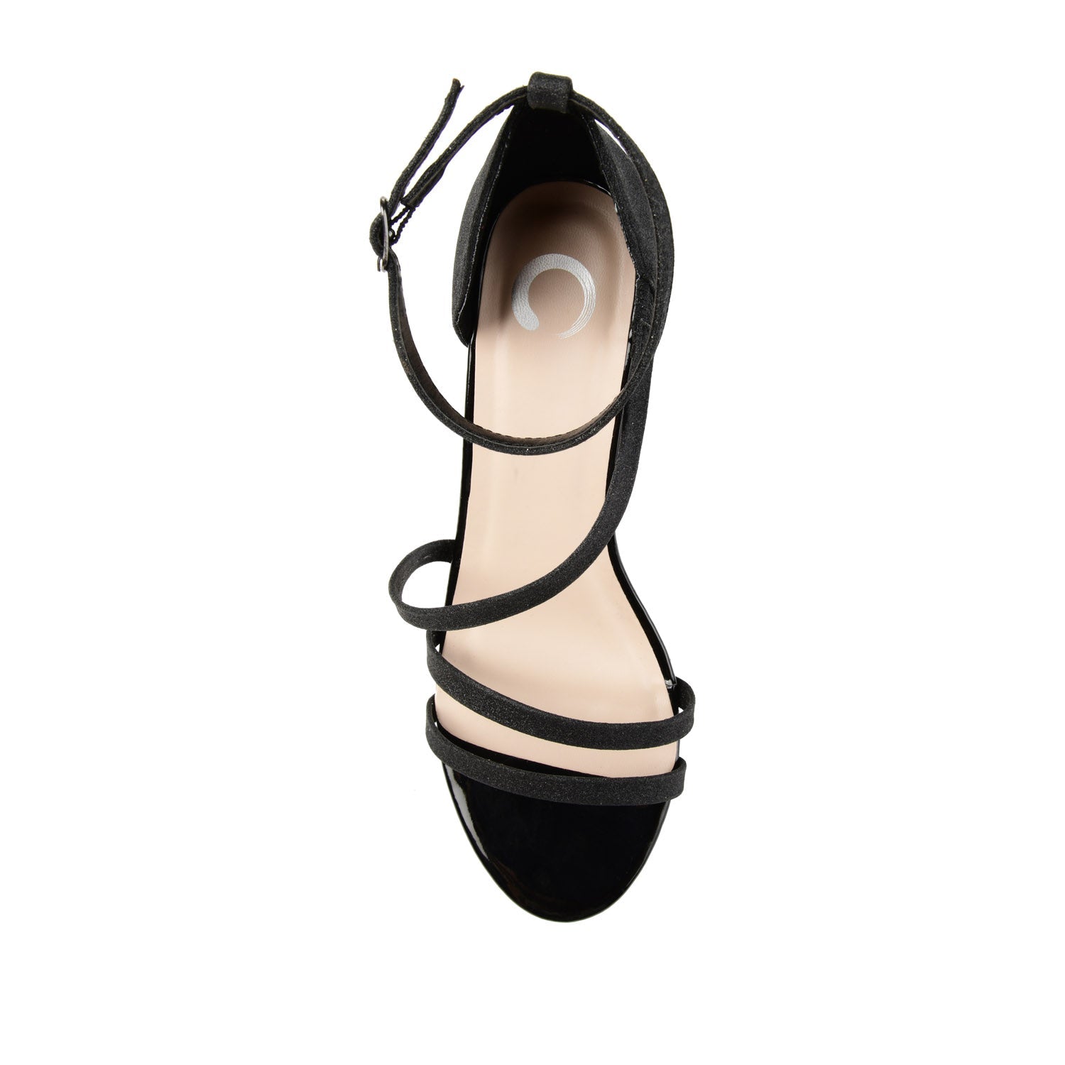 BELLA GLITTERED STRAPPY HEELS IN WIDE - Black Glitter