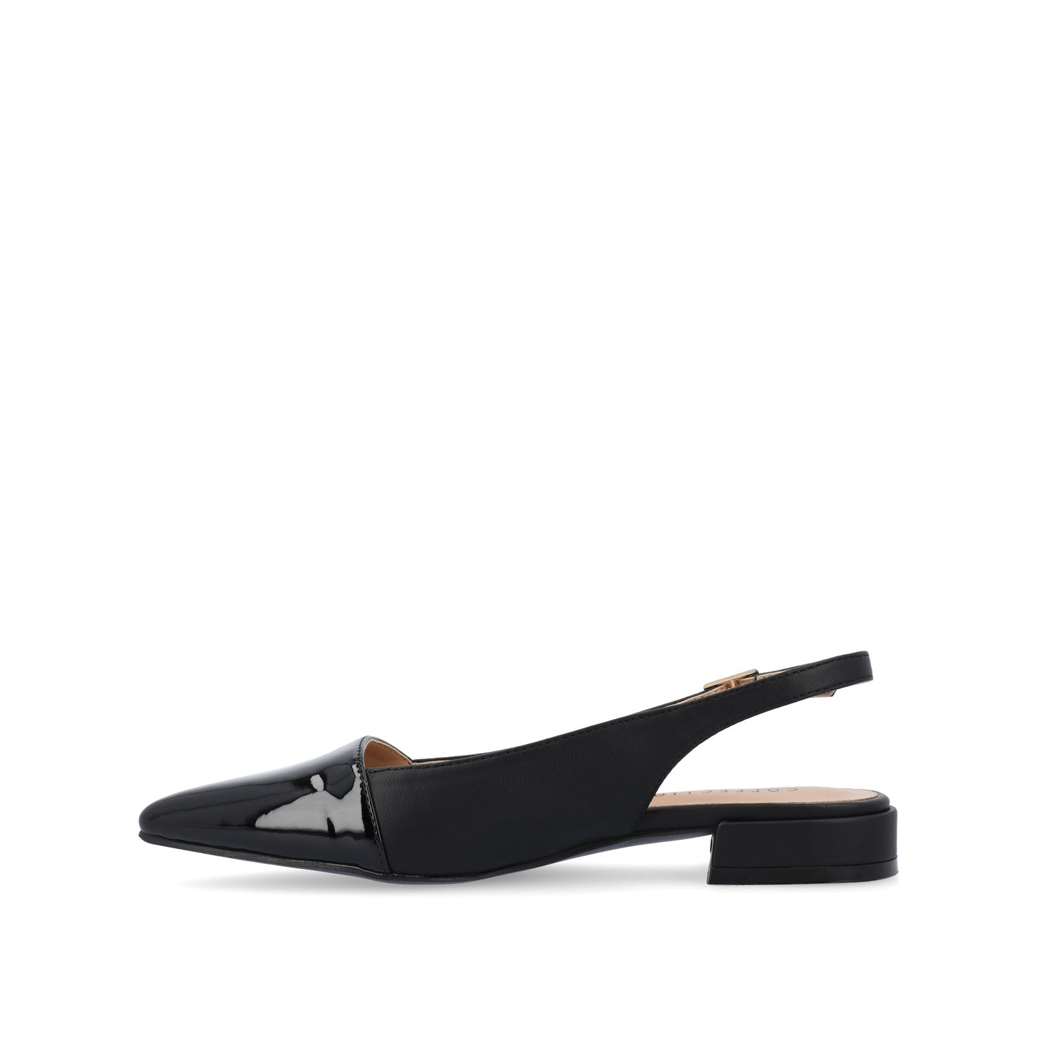BERTIE SLINGBACK FLATS IN VEGAN LEATHER - Black