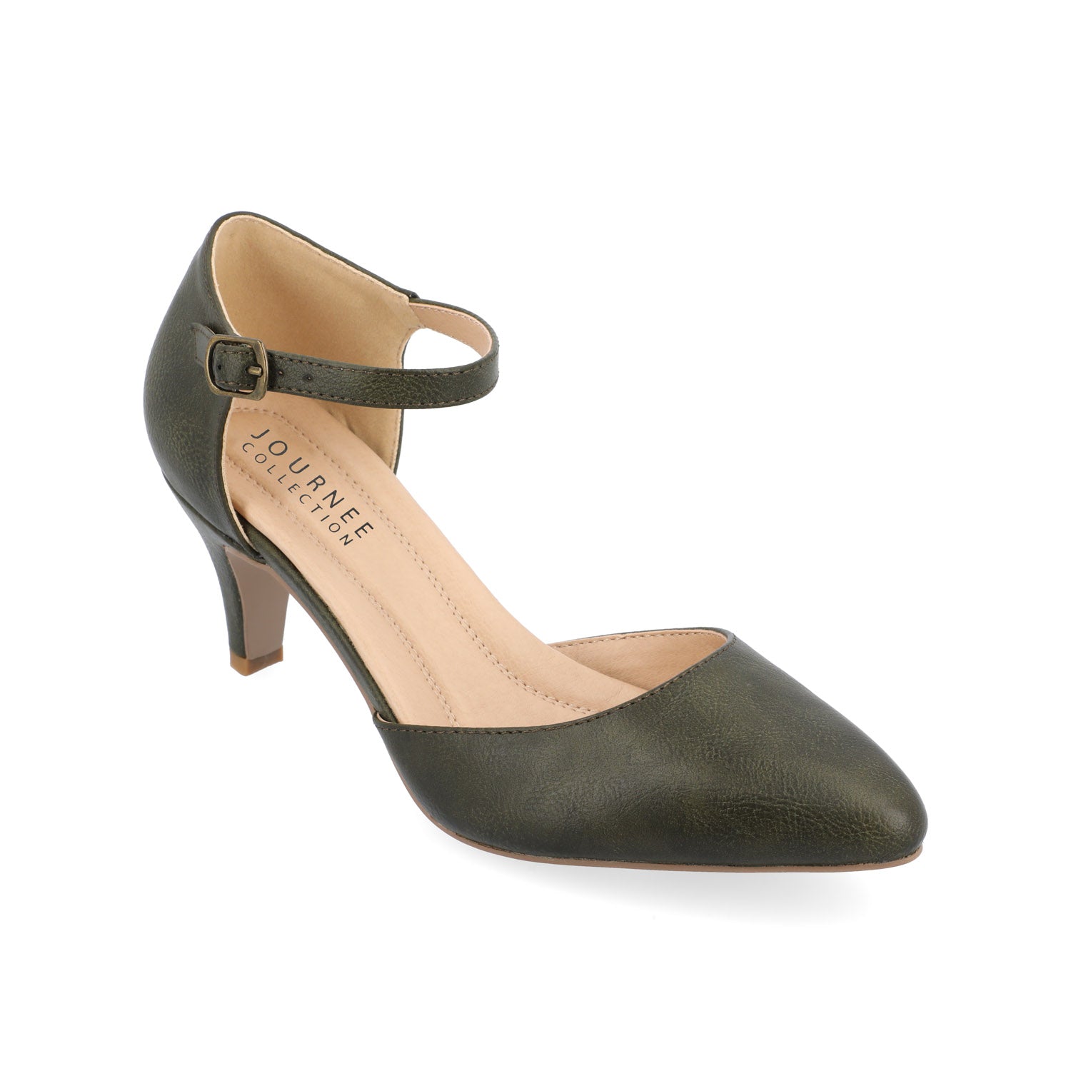 BETTIE D'ORSAY PUMP HEELS IN WIDE - Olive PU