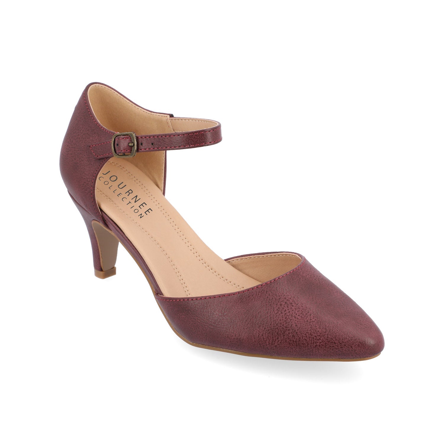 BETTIE D'ORSAY PUMP HEELS IN WIDE - Wine PU
