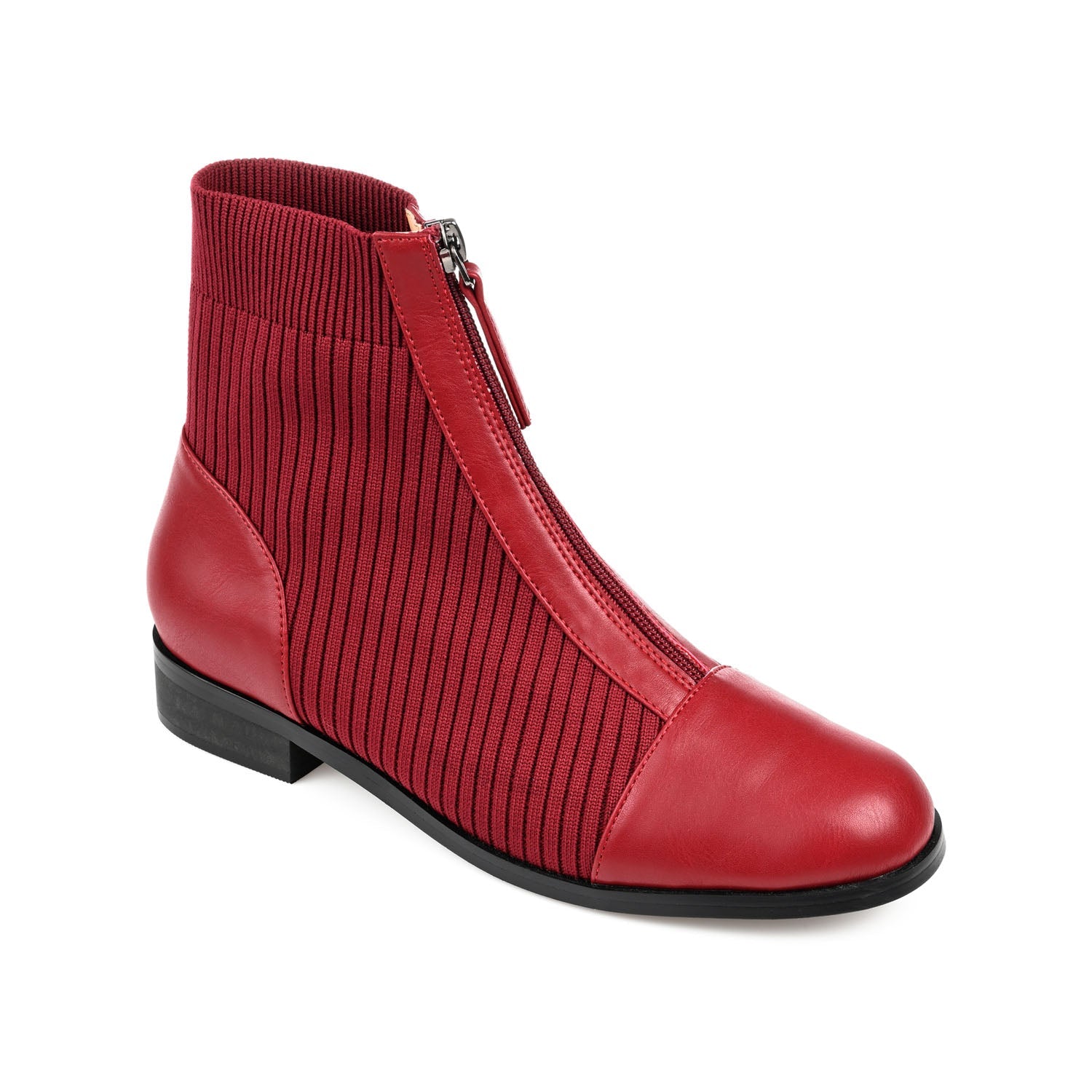BEXLIE ZIP-UP BOOTIES IN KNIT FABRIC - Red