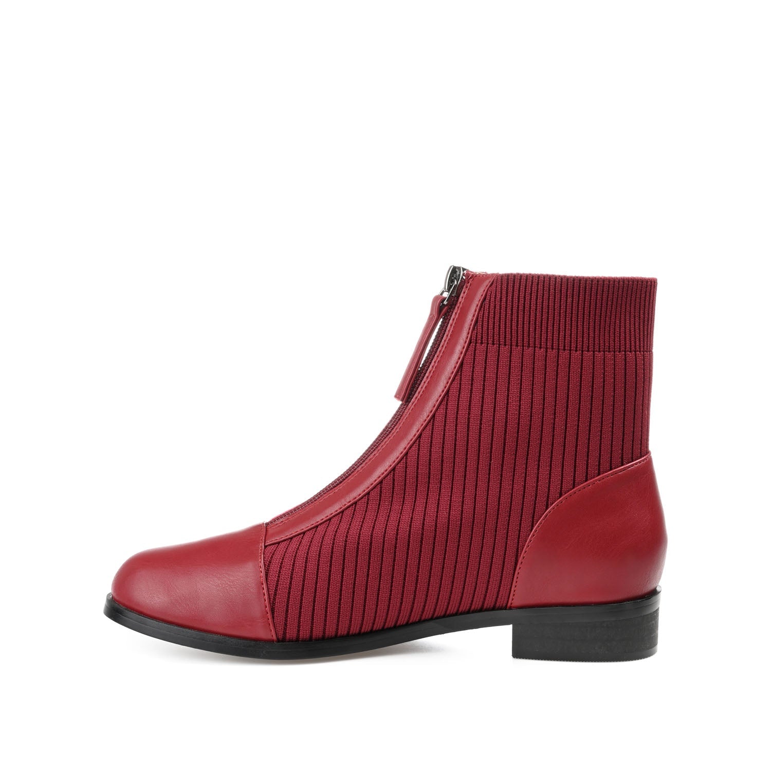 BEXLIE ZIP-UP BOOTIES IN KNIT FABRIC - Red