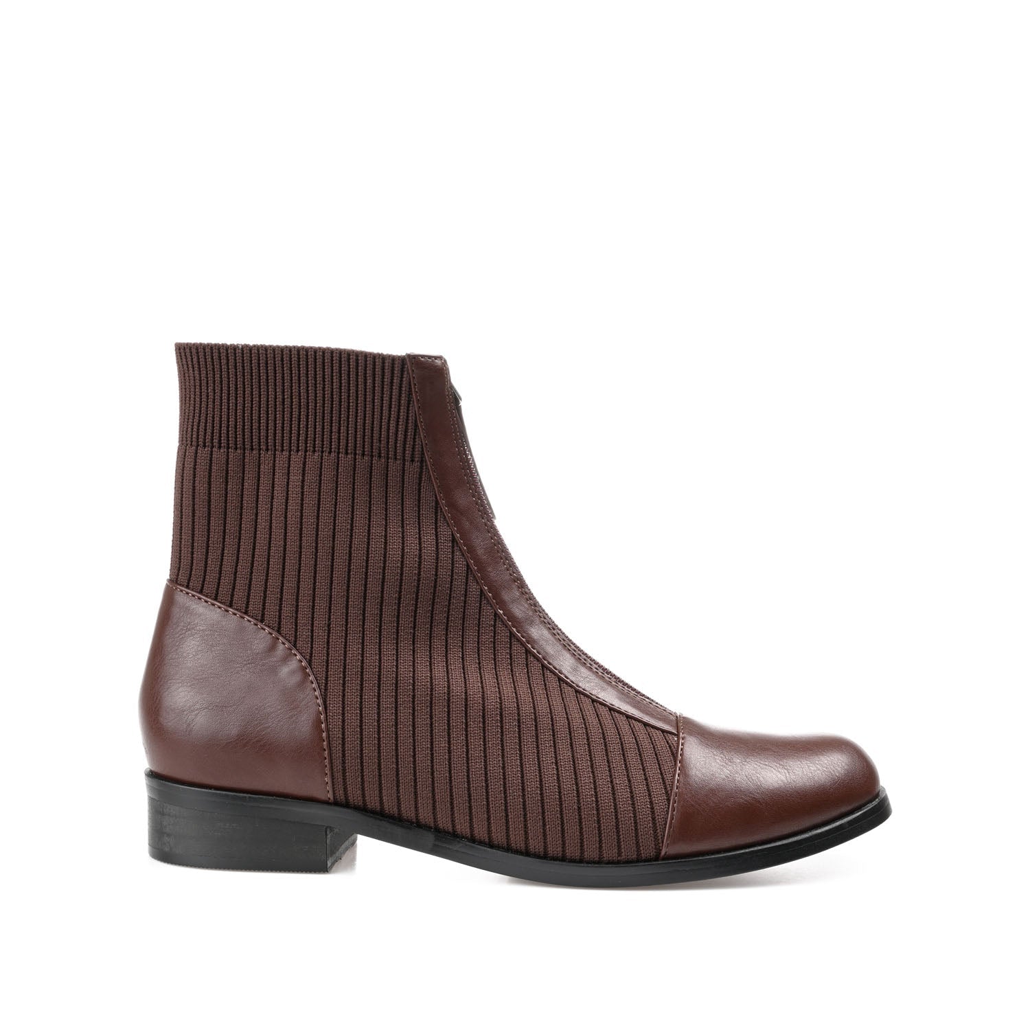 BEXLIE ZIP-UP BOOTIES IN KNIT FABRIC - Brown