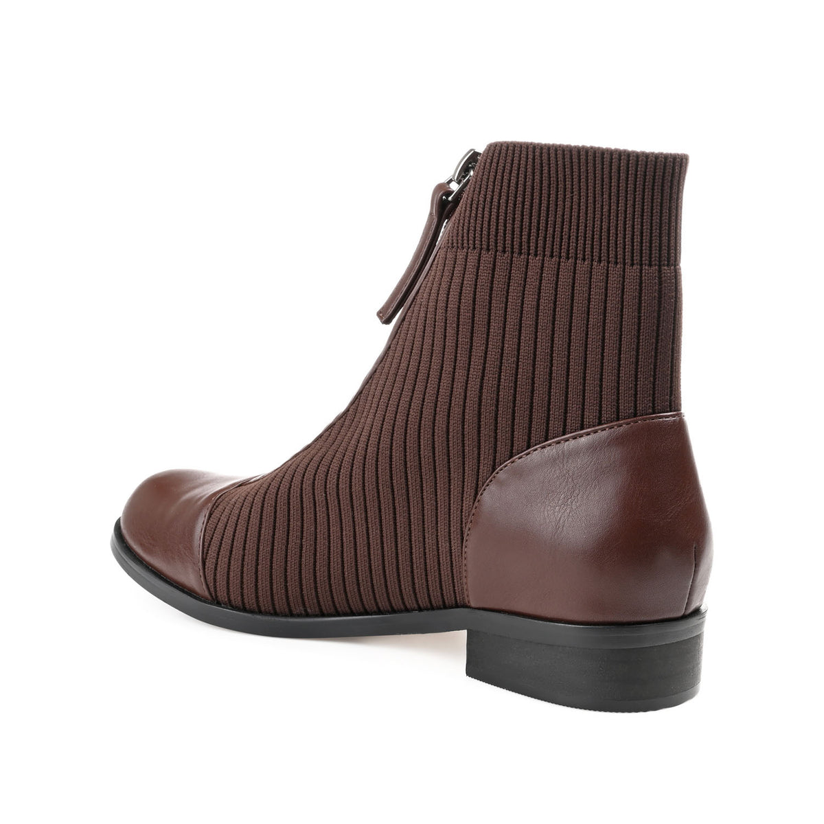 BEXLIE ZIP-UP BOOTIES IN KNIT FABRIC IN WIDE - Brown