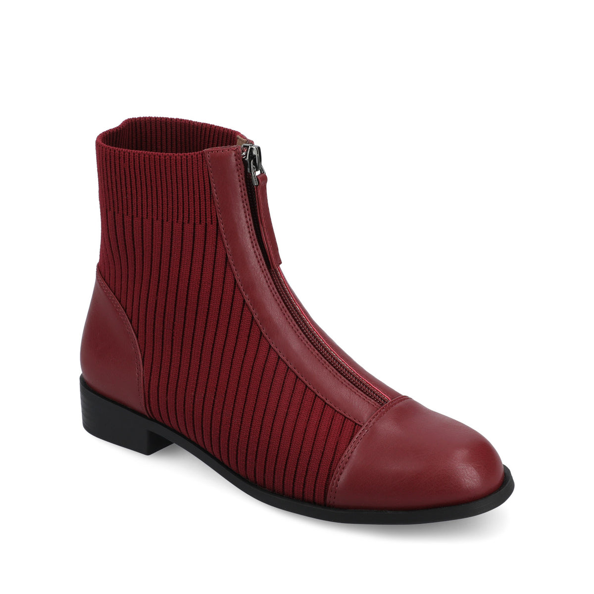 BEXLIE ZIP-UP BOOTIES IN KNIT FABRIC IN WIDE - Cranberry