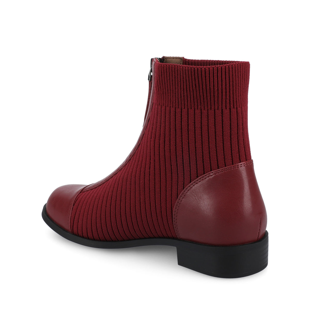 BEXLIE ZIP-UP BOOTIES IN KNIT FABRIC IN WIDE - Cranberry