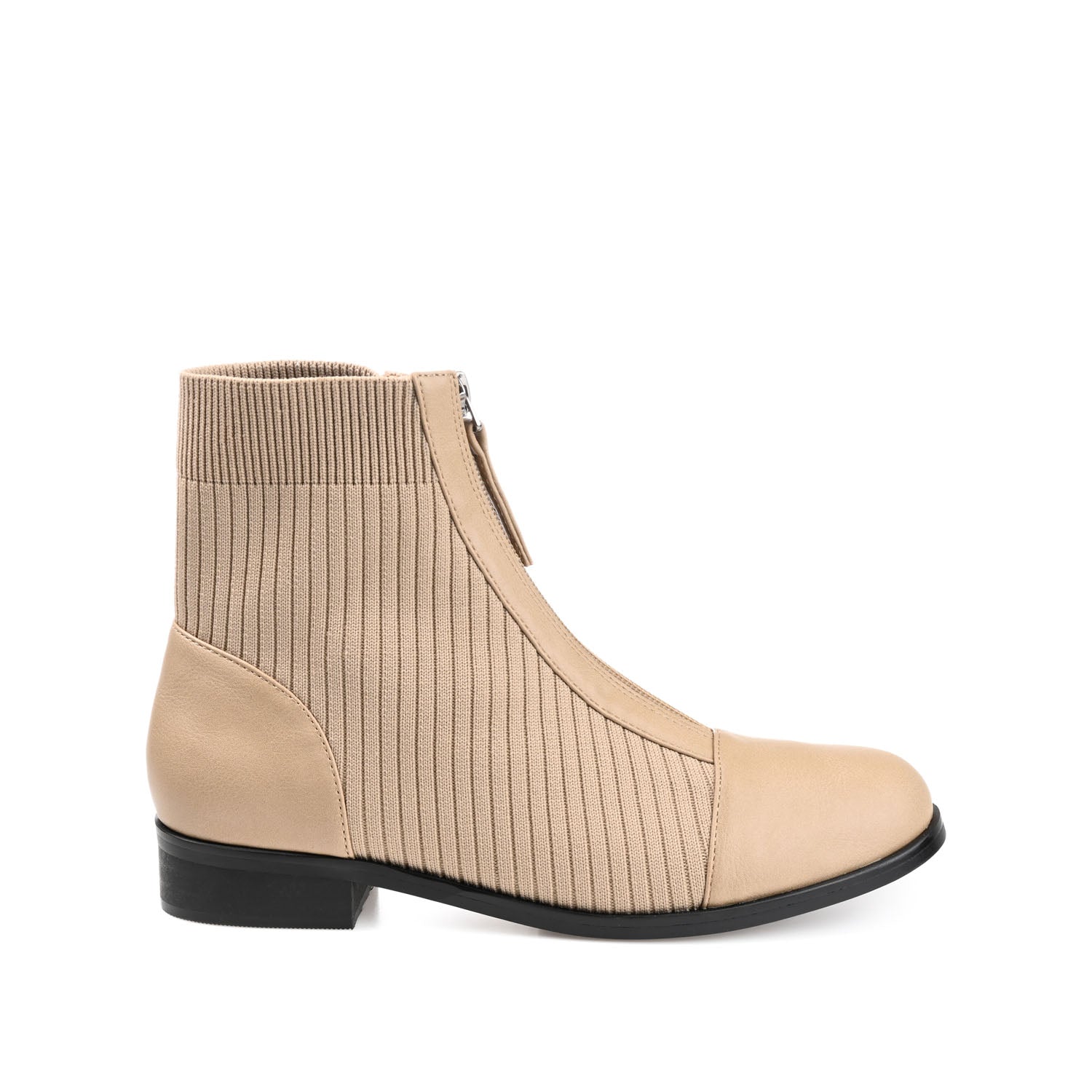 BEXLIE ZIP-UP BOOTIES IN KNIT FABRIC - Tan