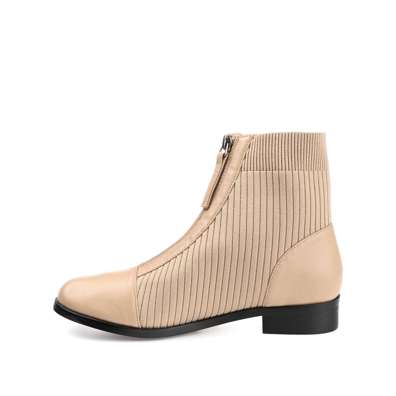BEXLIE ZIP-UP BOOTIES IN KNIT FABRIC - Tan