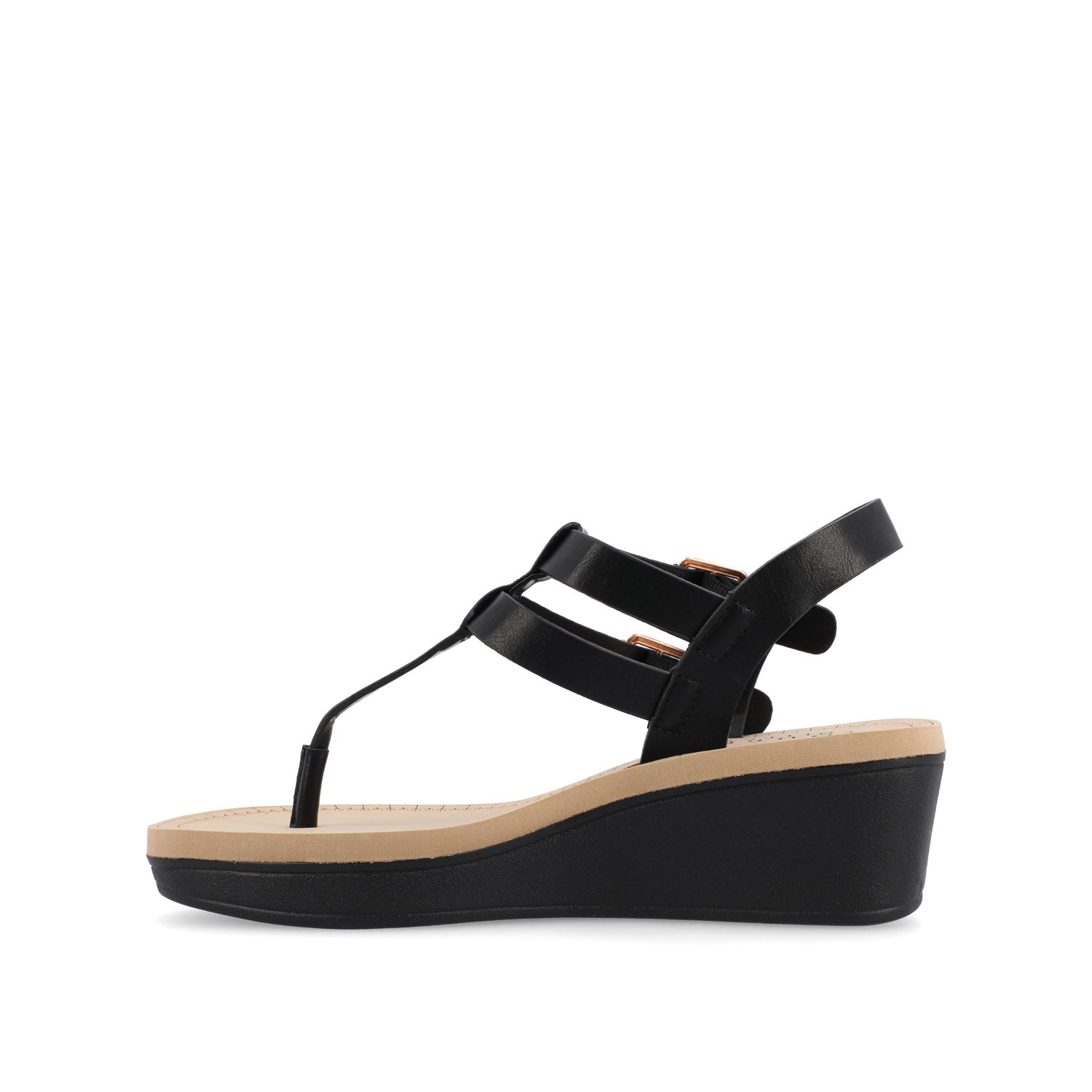 BIANCA WEDGE HEELED SANDALS IN VEGAN LEATHER - Black PU