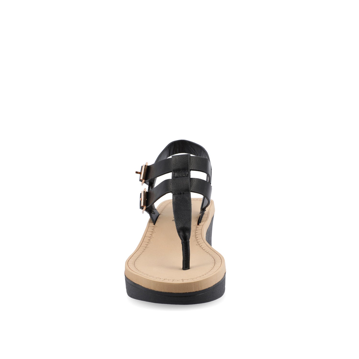 BIANCA WEDGE HEELED SANDALS IN VEGAN LEATHER - Black PU