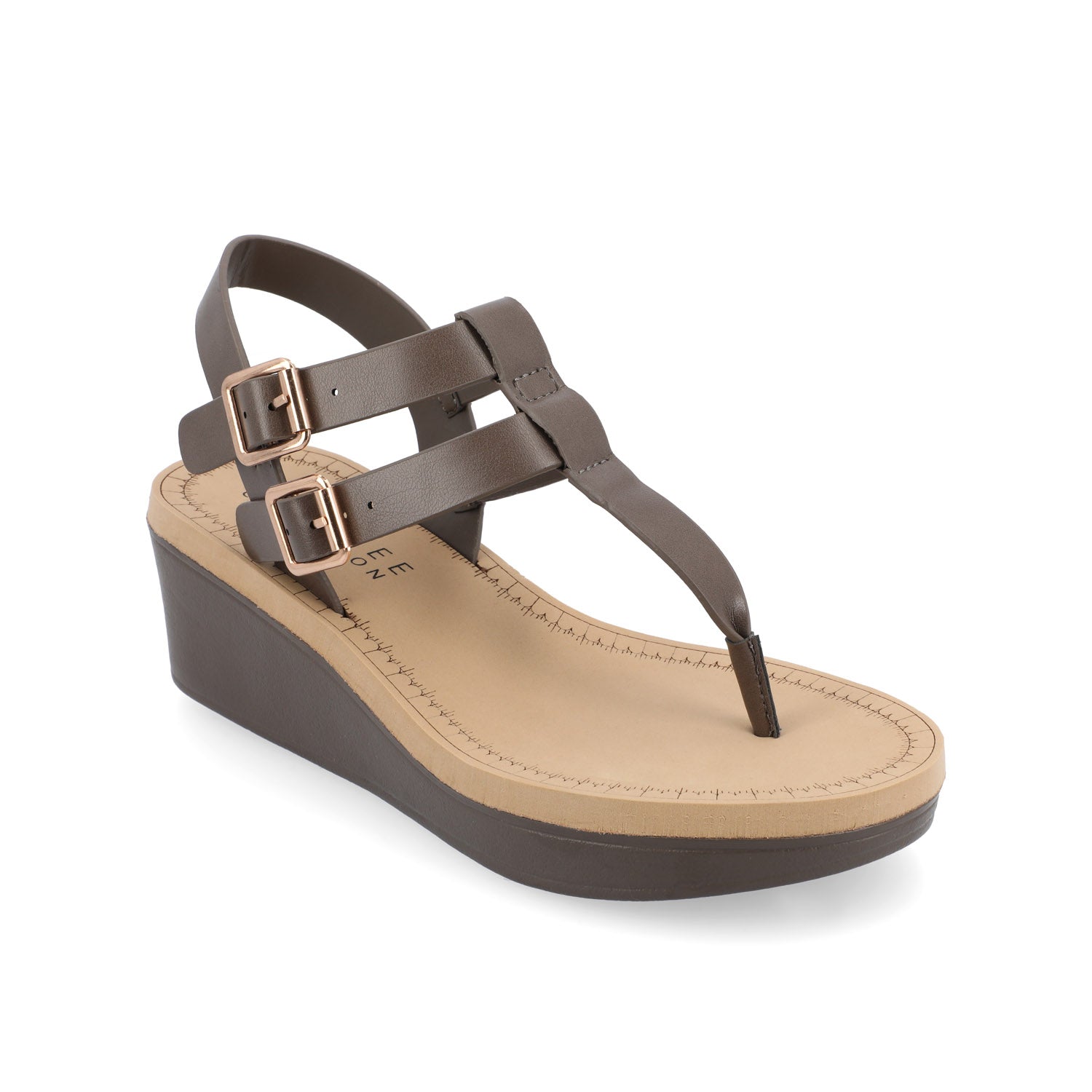 BIANCA WEDGE HEELED SANDALS IN VEGAN LEATHER - Brown PU