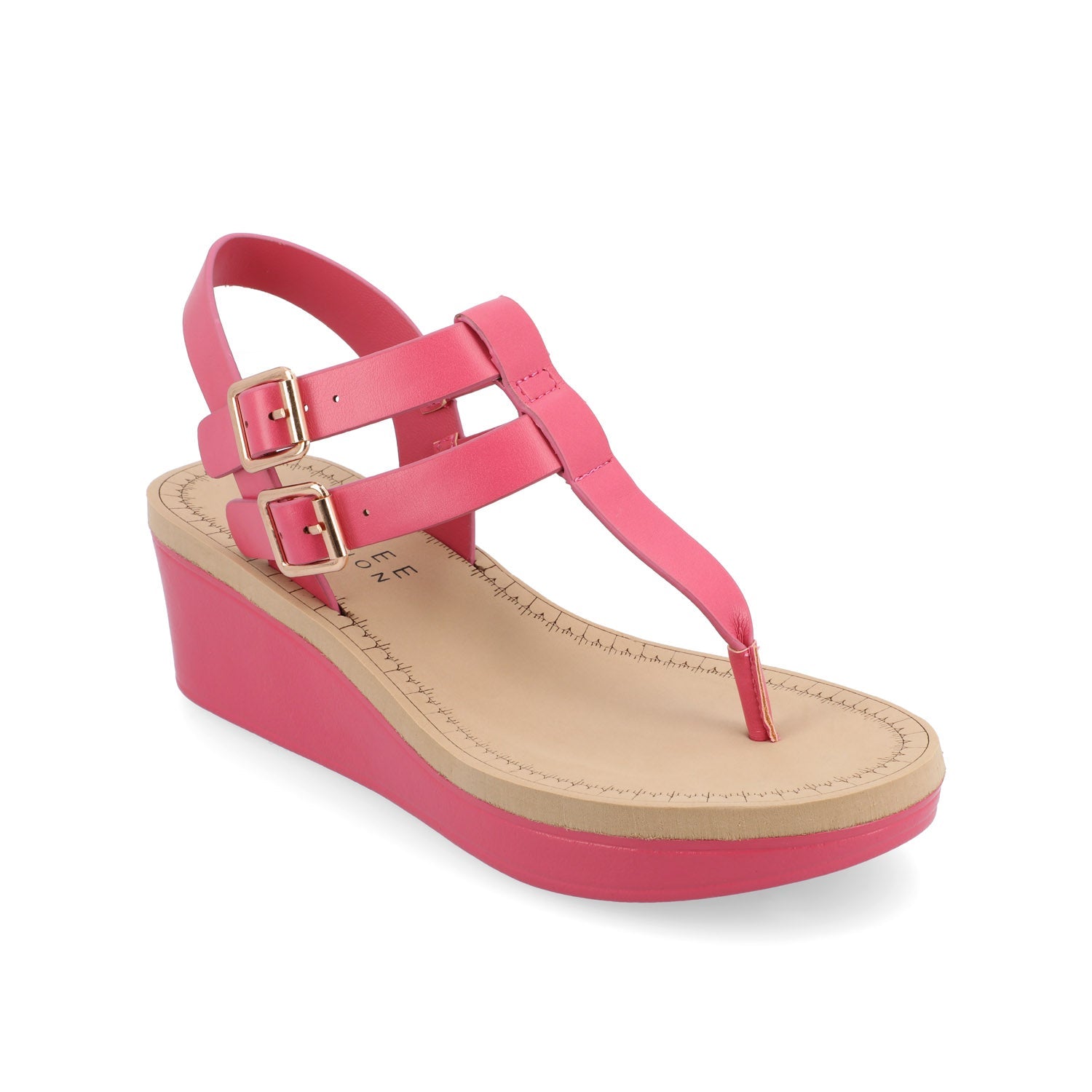 BIANCA WEDGE HEELED SANDALS IN VEGAN LEATHER - Pink PU