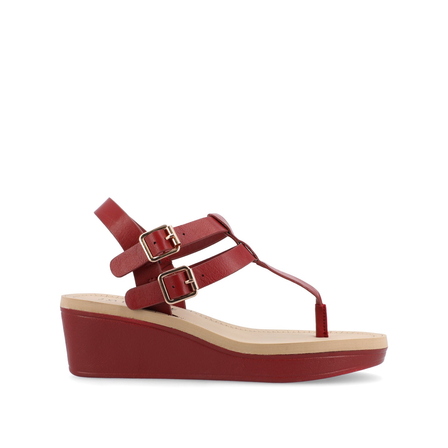 BIANCA WEDGE HEELED SANDALS IN VEGAN LEATHER - Red PU