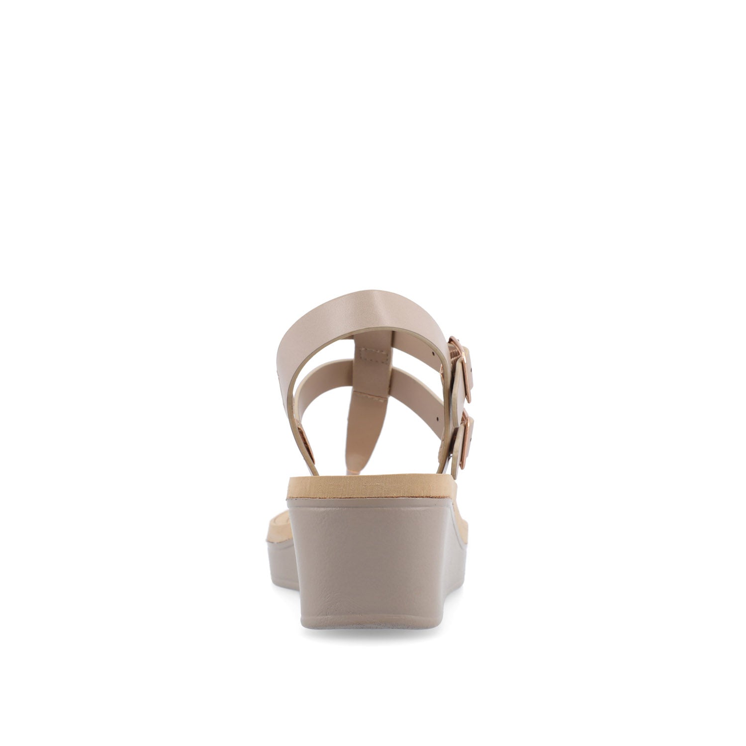 BIANCA WEDGE HEELED SANDALS IN VEGAN LEATHER - Taupe PU