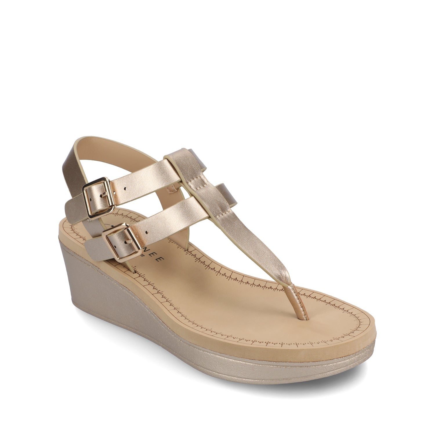 BIANCA WEDGE SANDALS IN WIDE - Champagne