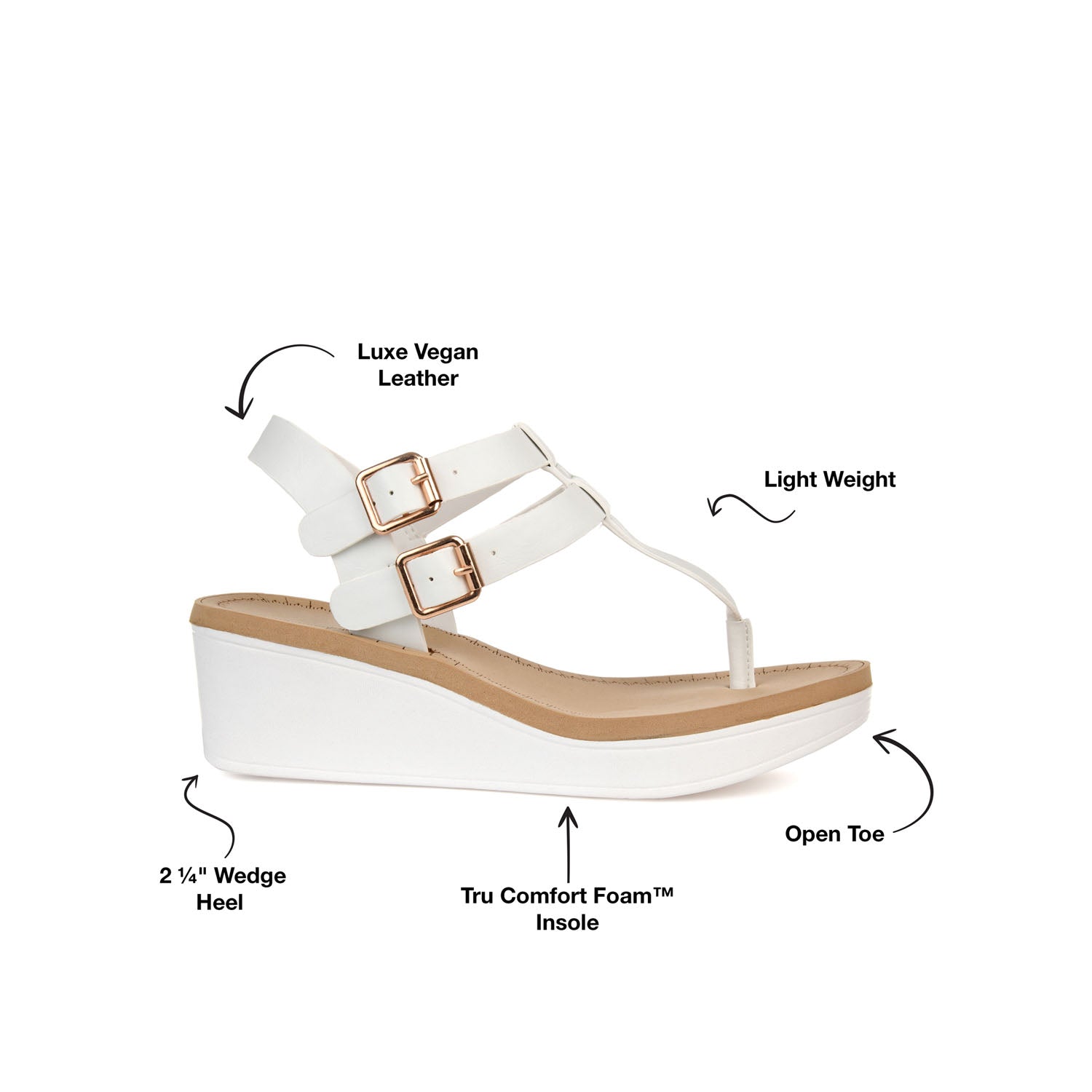 BIANCA WEDGE HEELED SANDALS IN VEGAN LEATHER - White PU