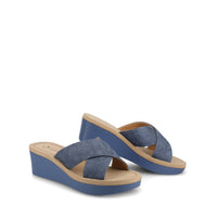 Biara Platform Wedge Sandals - Denim