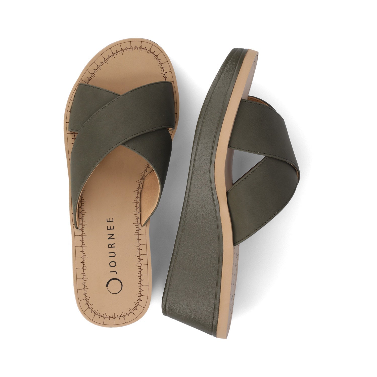 Biara Platform Wedge Sandals - Olive