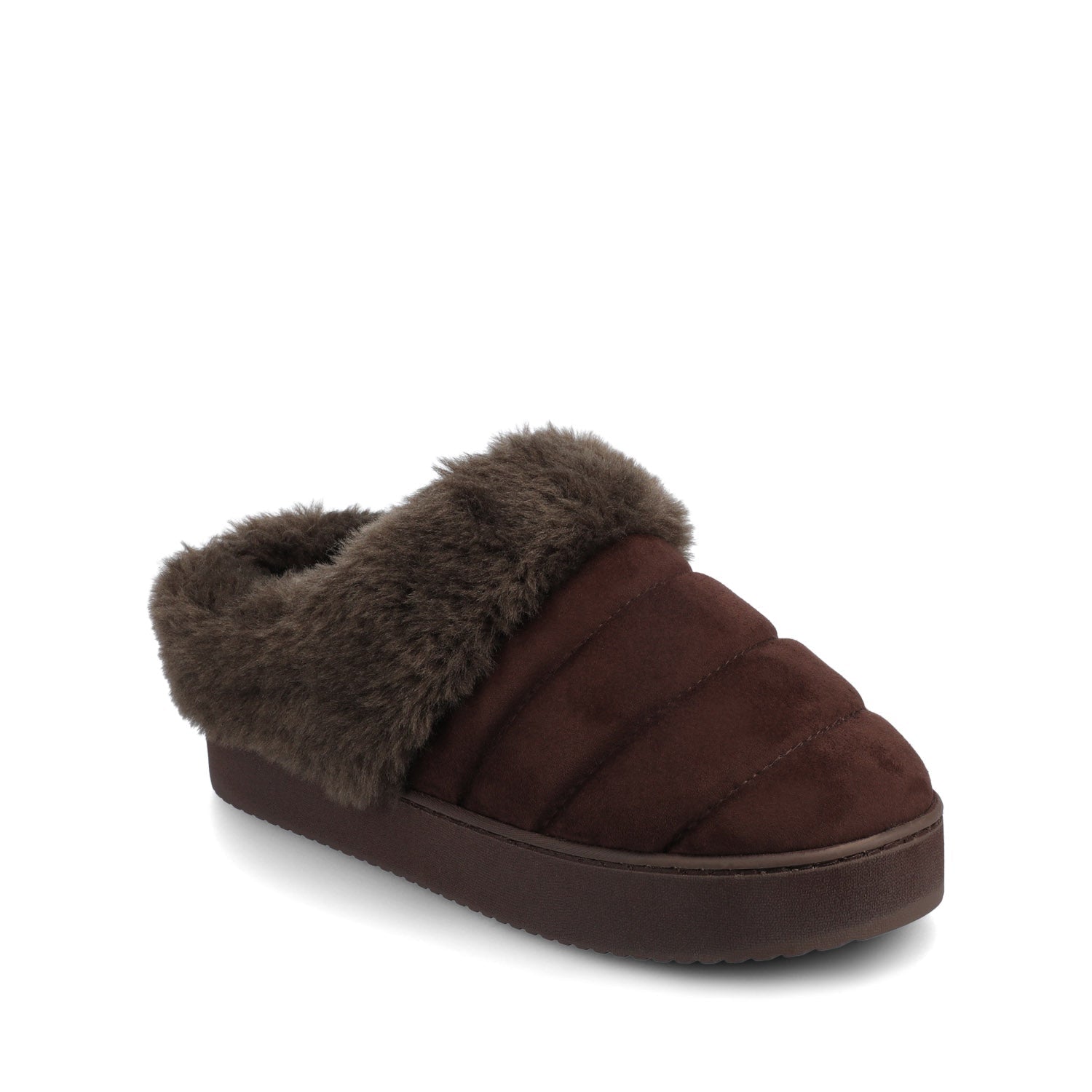 BLAIR SLIPPERS IN FAUX SUEDE - Brown Faux Suede