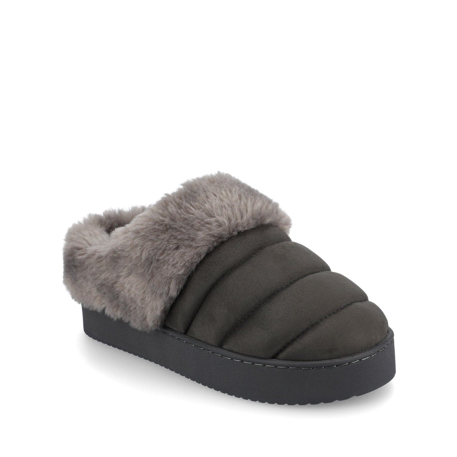 BLAIR SLIPPERS IN FAUX SUEDE - Charcoal Faux Suede