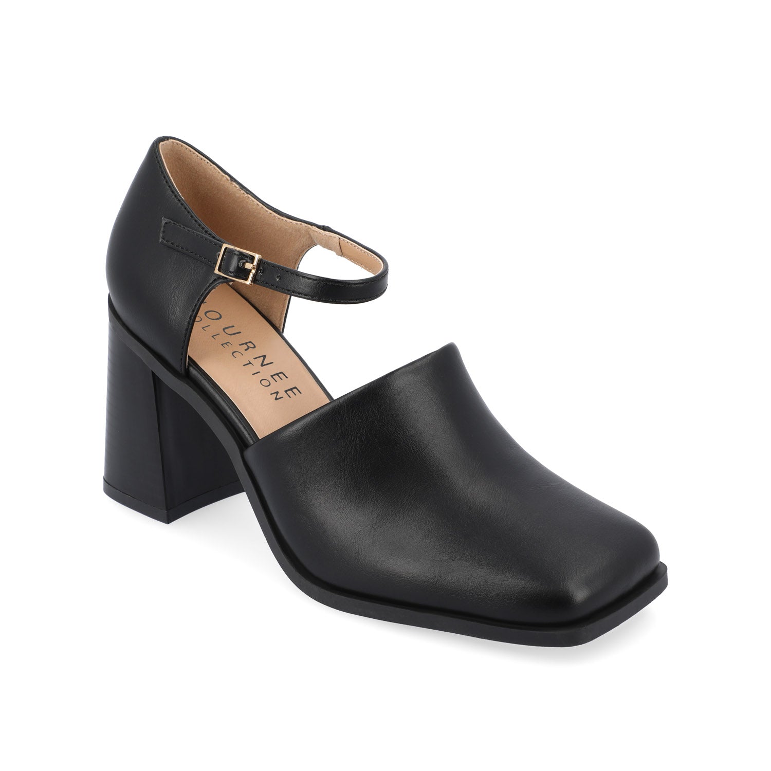 BOBBY LOAFER BLOCK HEELS IN VEGAN LEATHER - Black