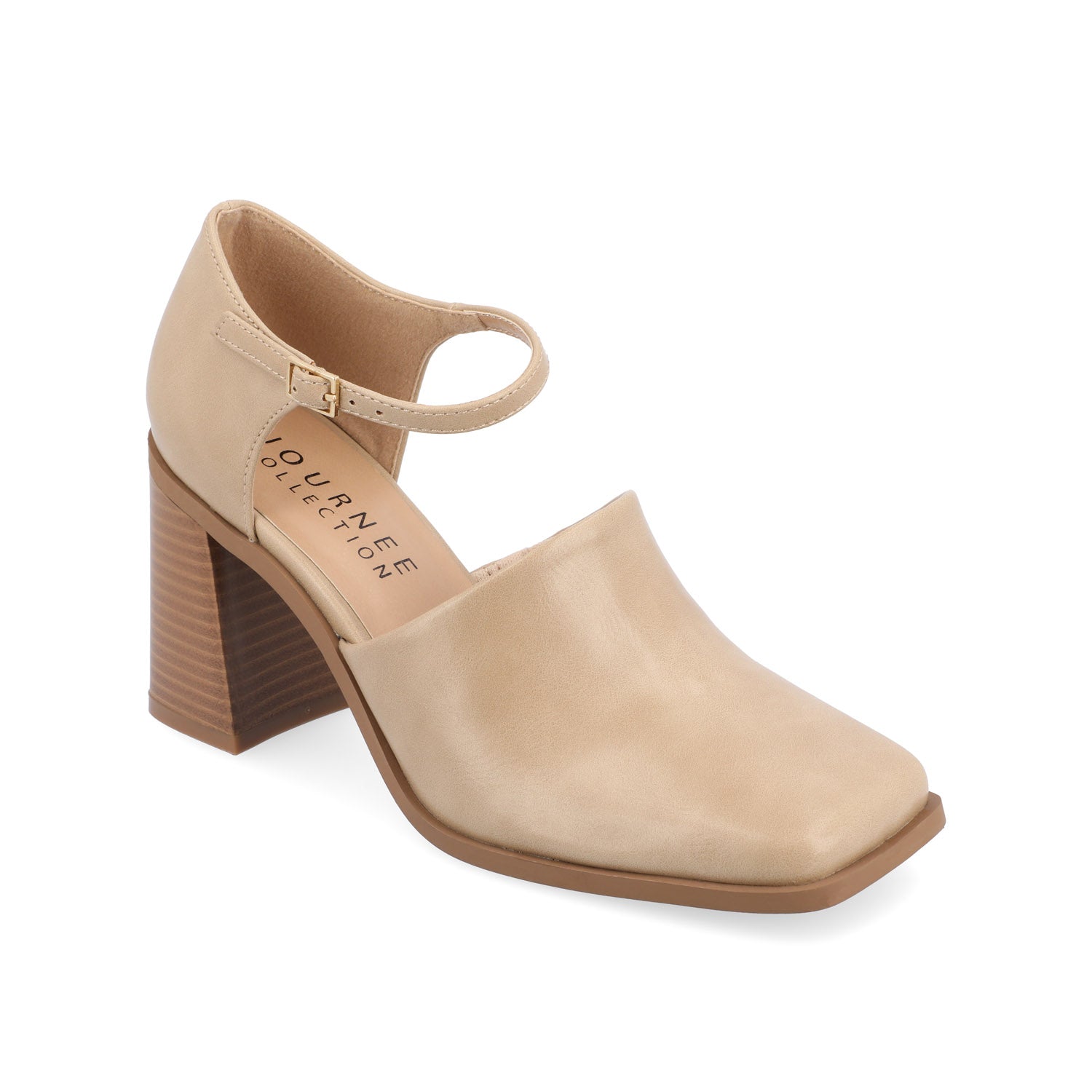BOBBY LOAFER BLOCK HEELS IN VEGAN LEATHER - Tan
