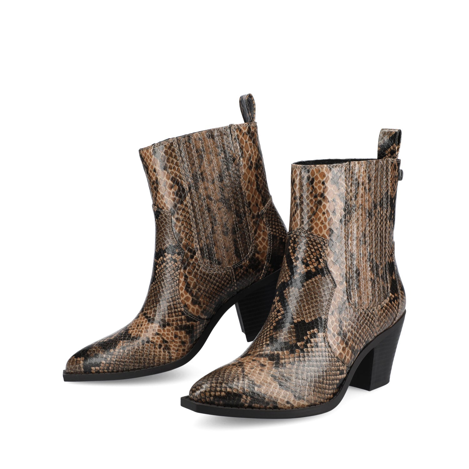 BRAYLEE WESTERN ANKLE BOOTIES - Snake Brown