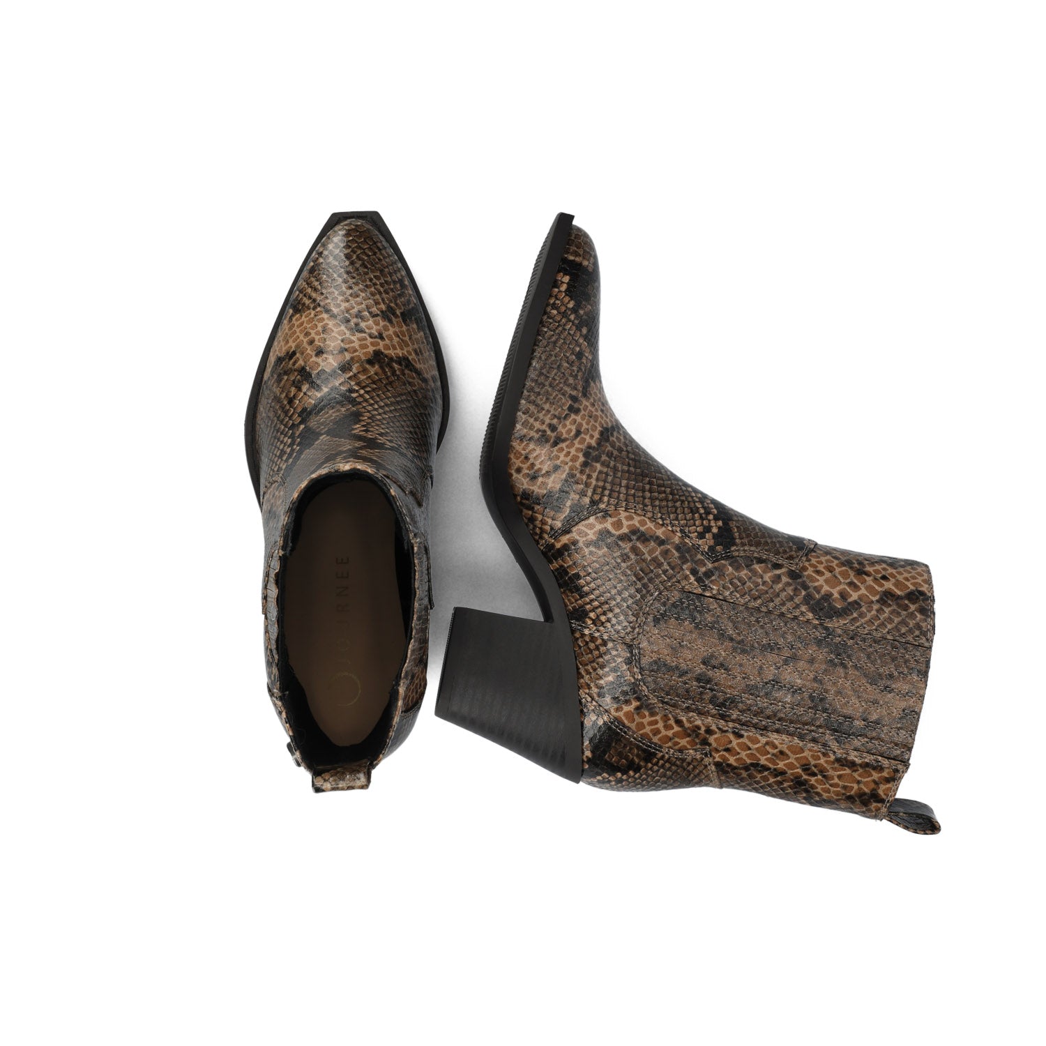 BRAYLEE WESTERN ANKLE BOOTIES - Snake Brown