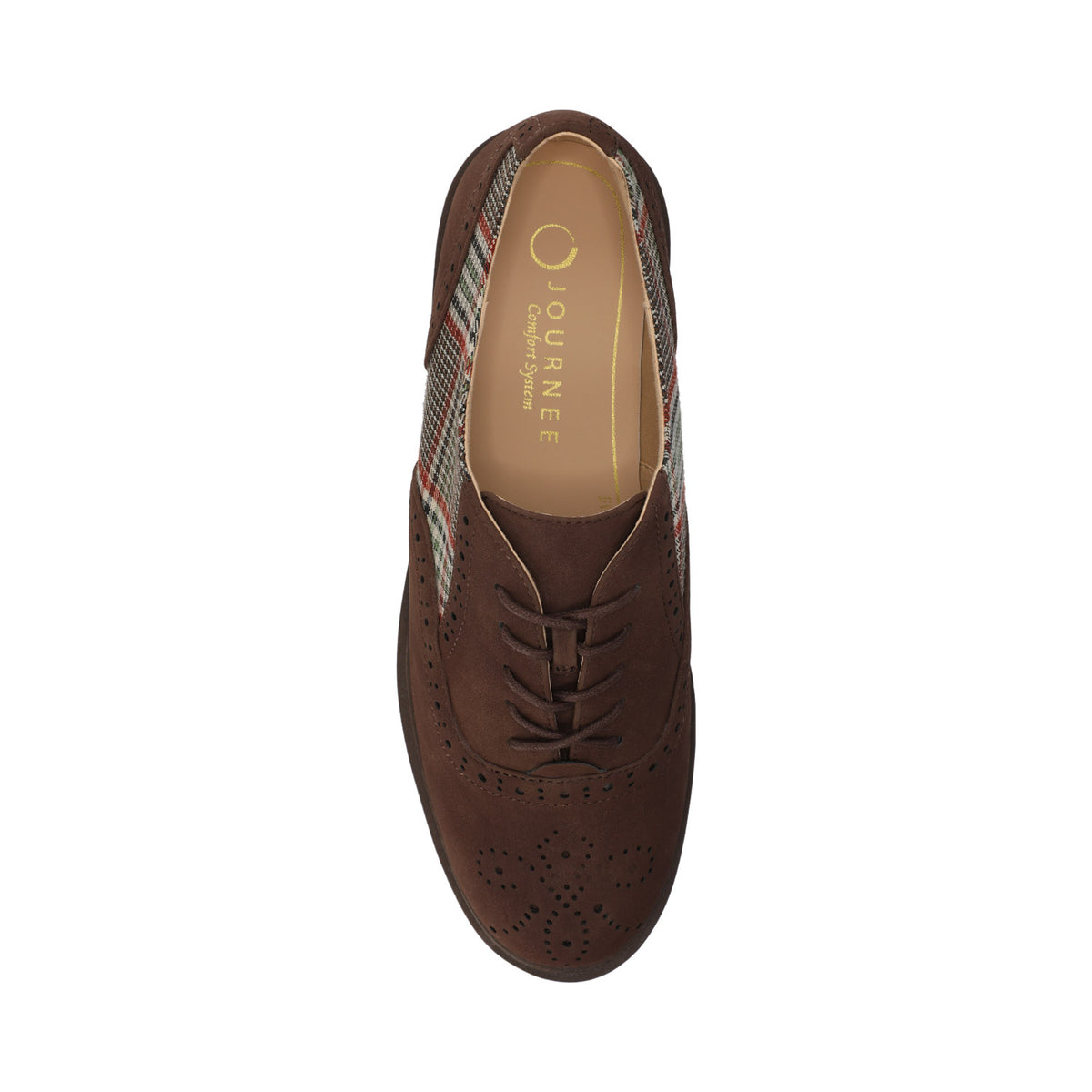 BRIA OXFORD SHOES - Cream Chocolate Plaid