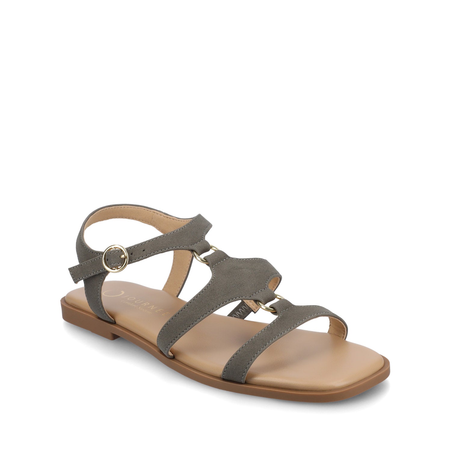 BRILEY ANKLE STRAP SANDALS - Greige Nubuck